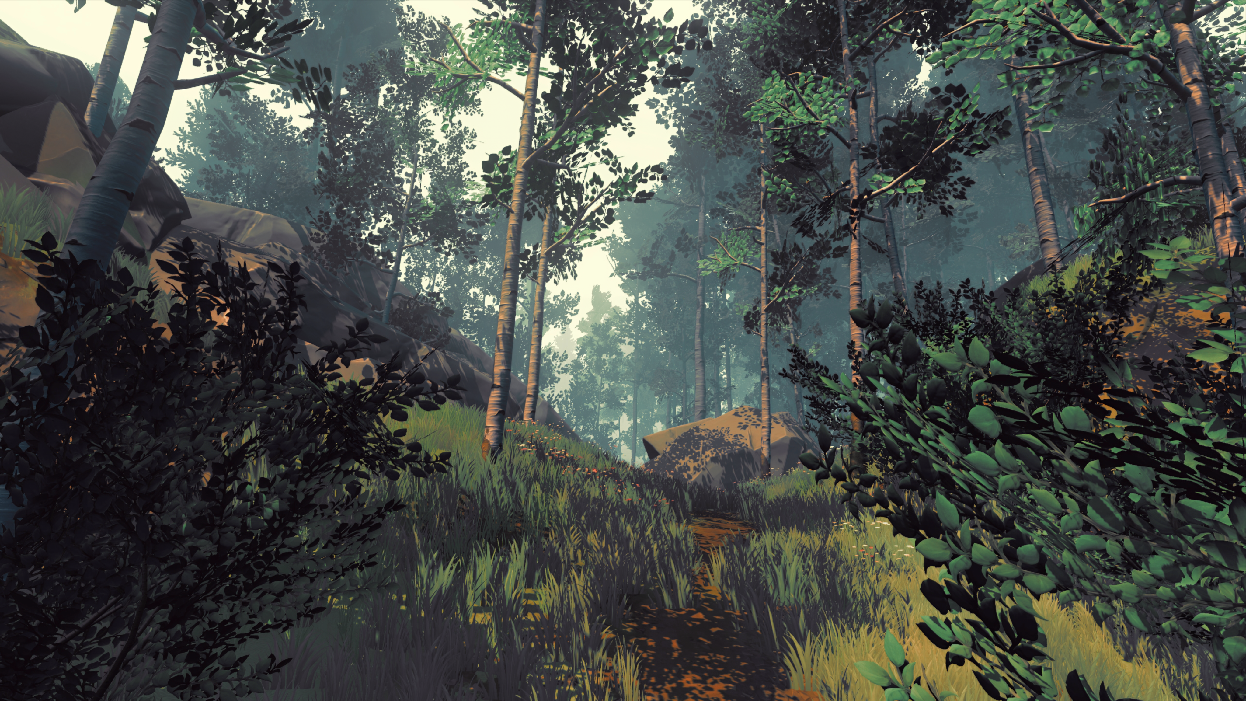 Stylized Forest Path from Firewatch HD Wallpaper