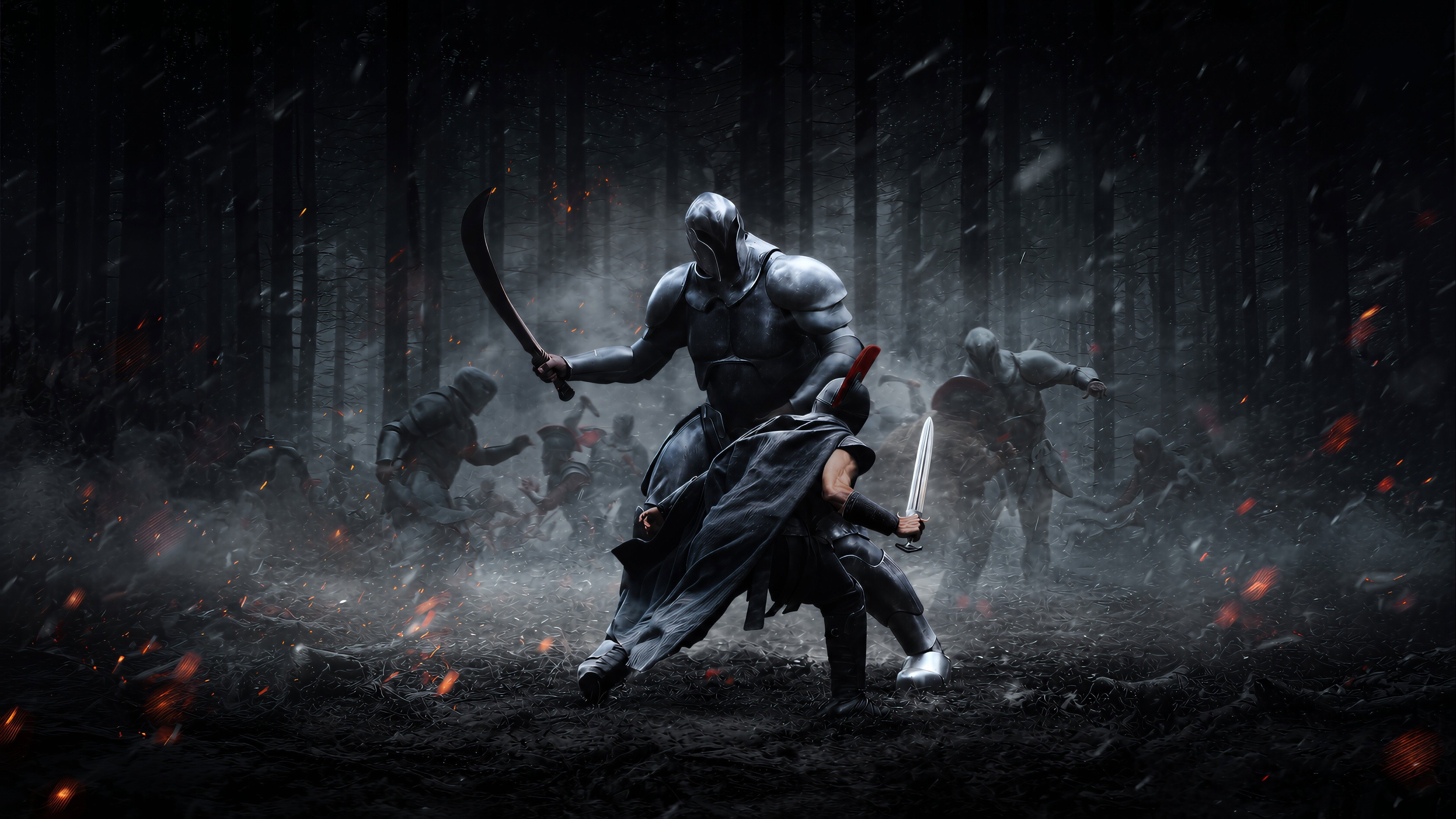 Odysseus fighting a giant armored warrior in The Odyssey HD Wallpaper
