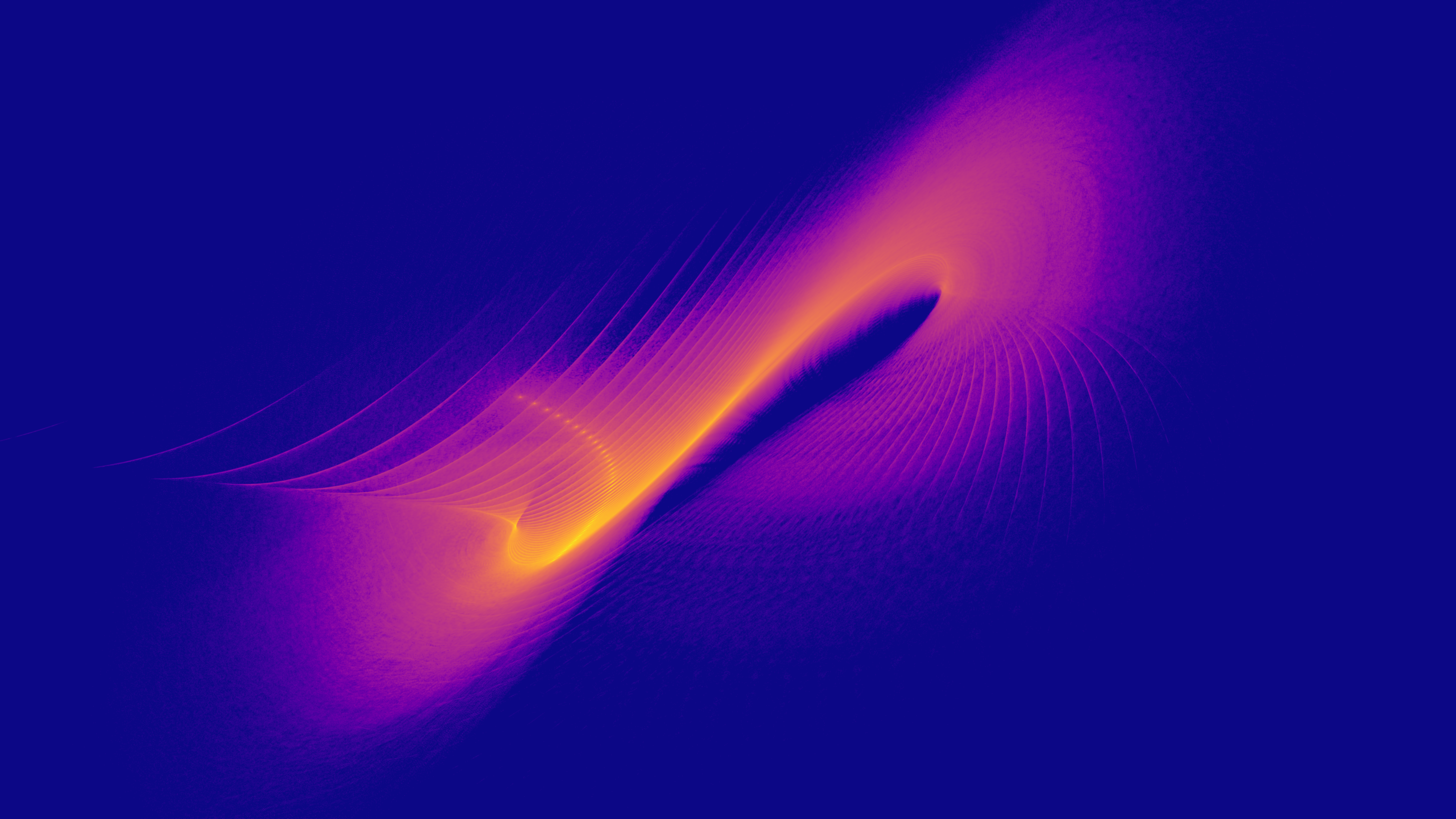Abstract flowing purple and orange wave on blue HD Wallpaper