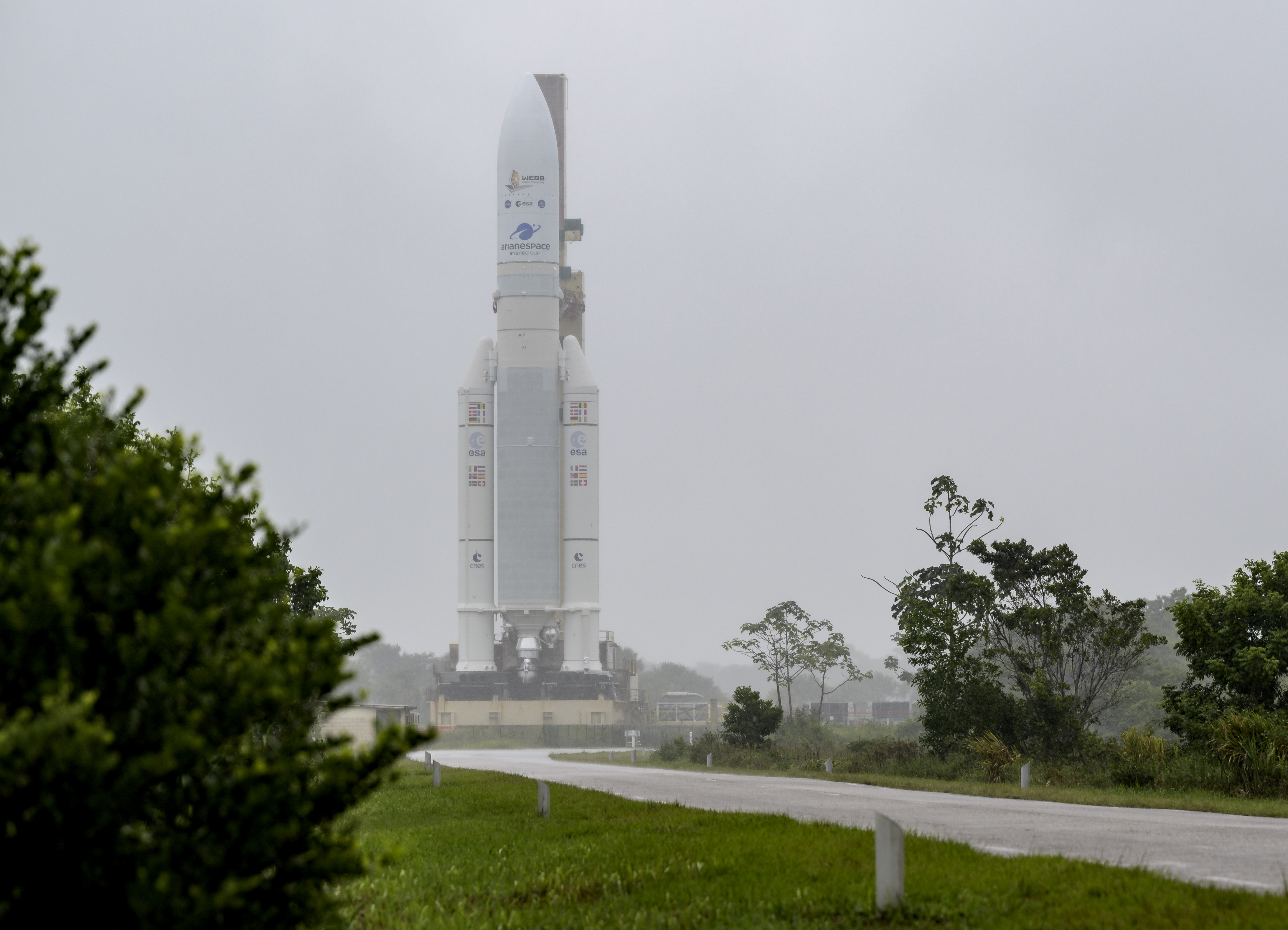 Ariane 5 Rocket Rollout with James Webb Space Telescope HD Wallpaper