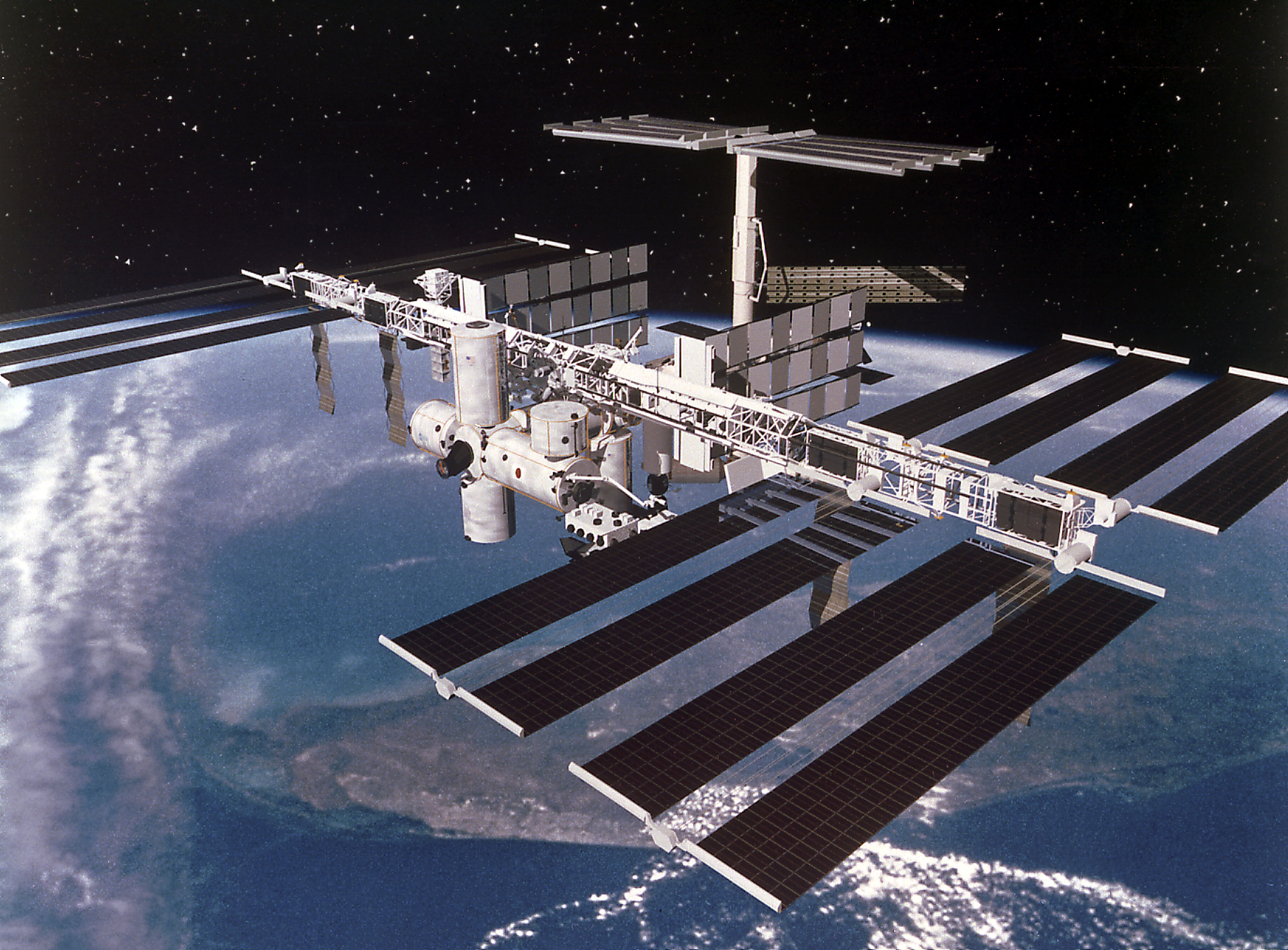 The International Space Station Orbiting Above Earth HD Wallpaper