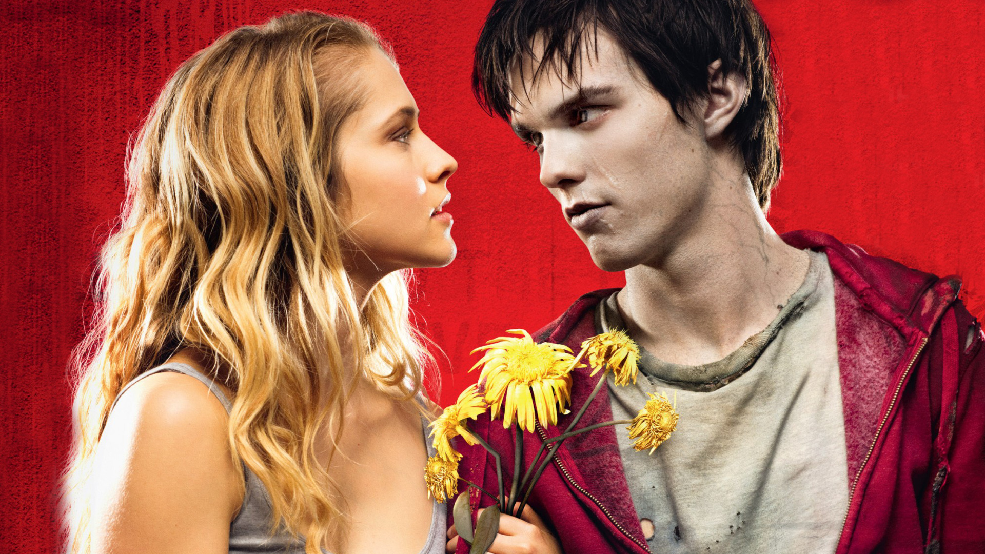 Julie and R holding flowers in Warm Bodies HD Wallpaper