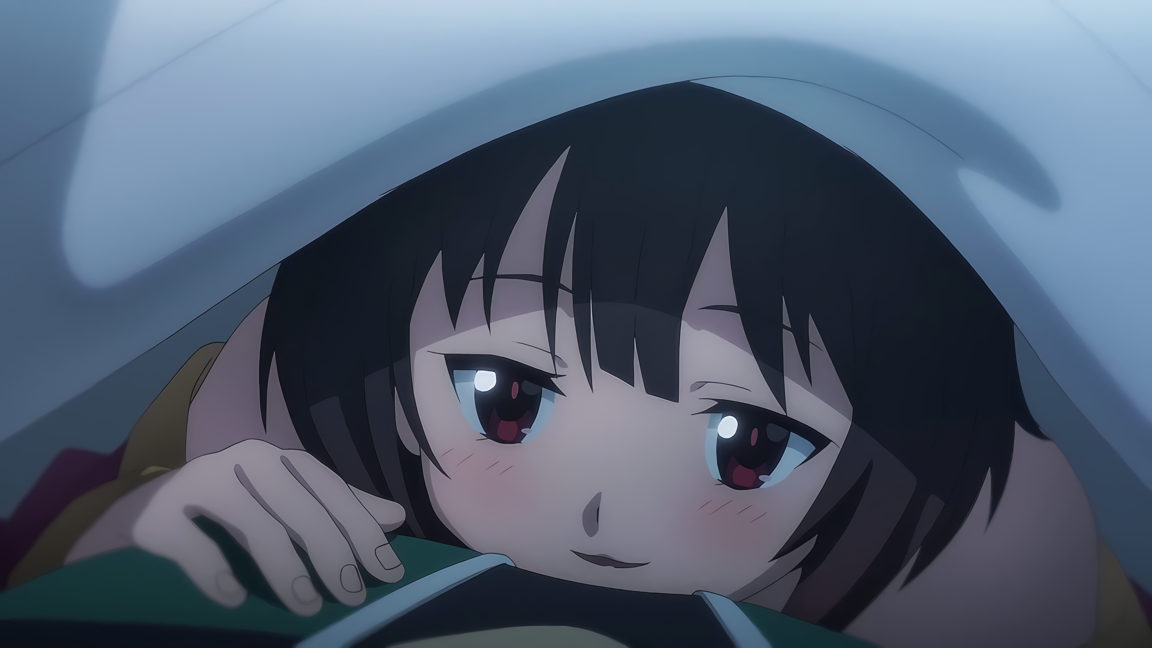 Megumin from KonoSuba Cozy Under a Blanket HD Wallpaper