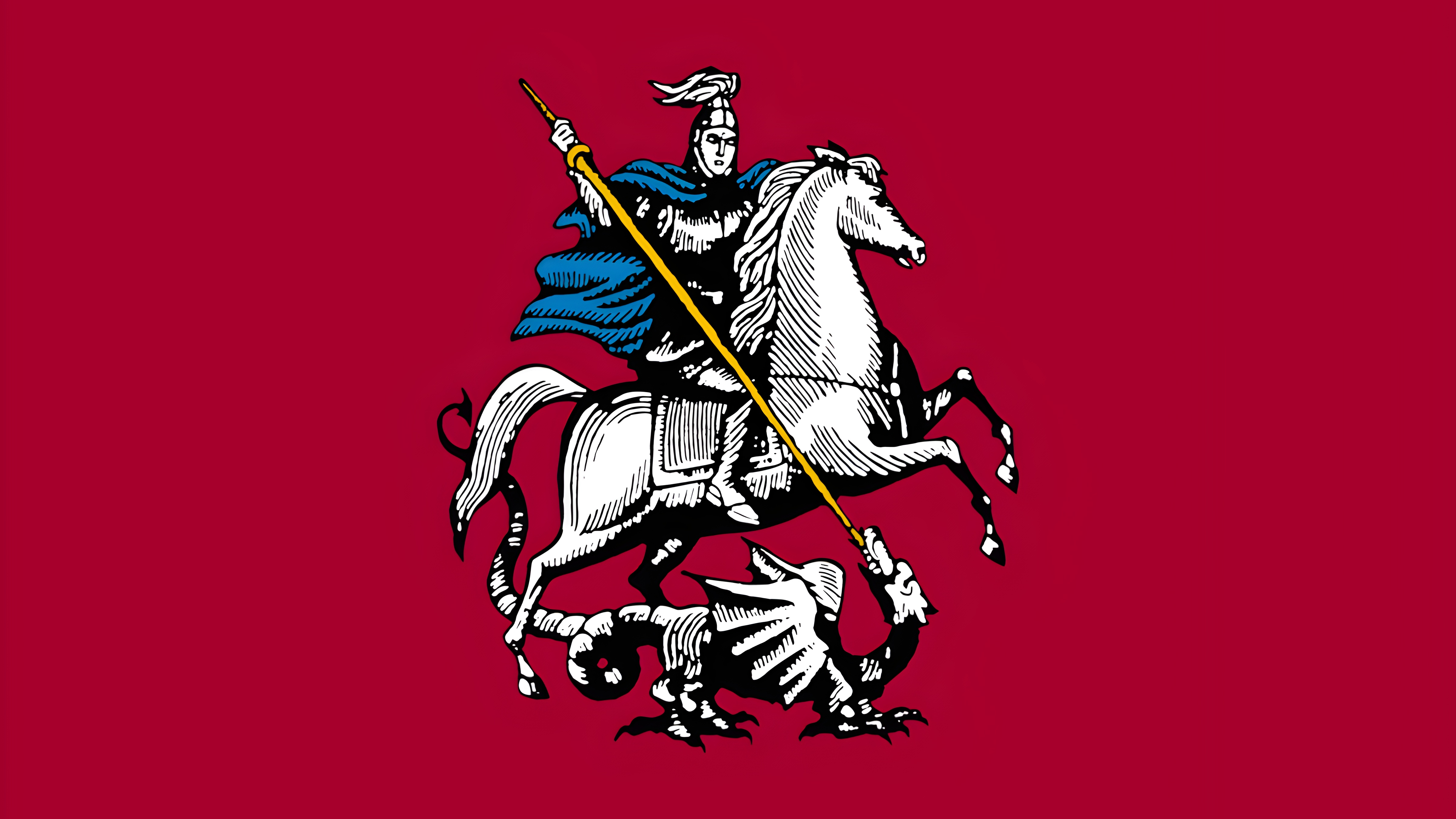Flag of Moscow with Saint George Slaying the Dragon HD Wallpaper
