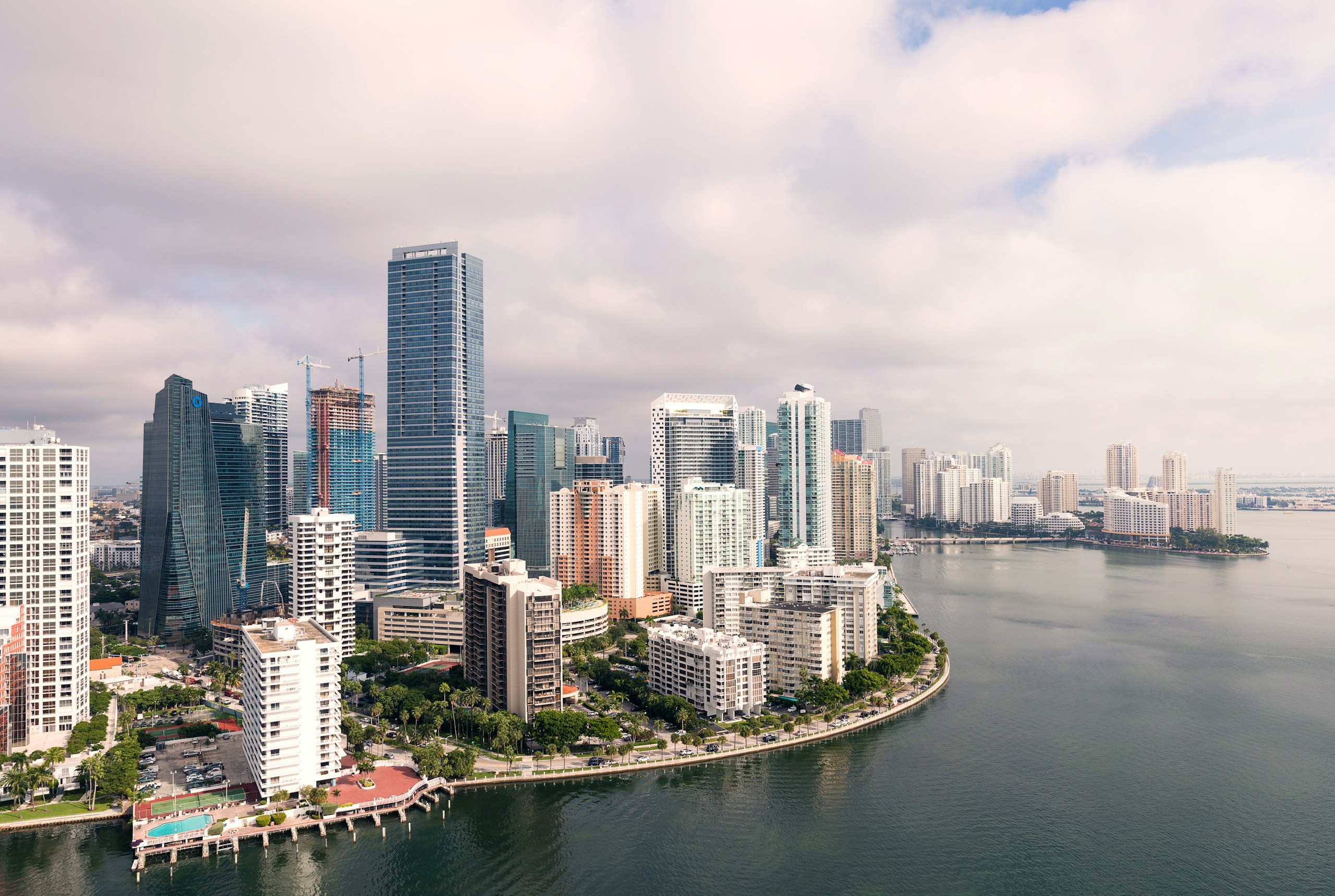 Aerial View of Downtown Miami and Brickell Skyline HD Wallpaper