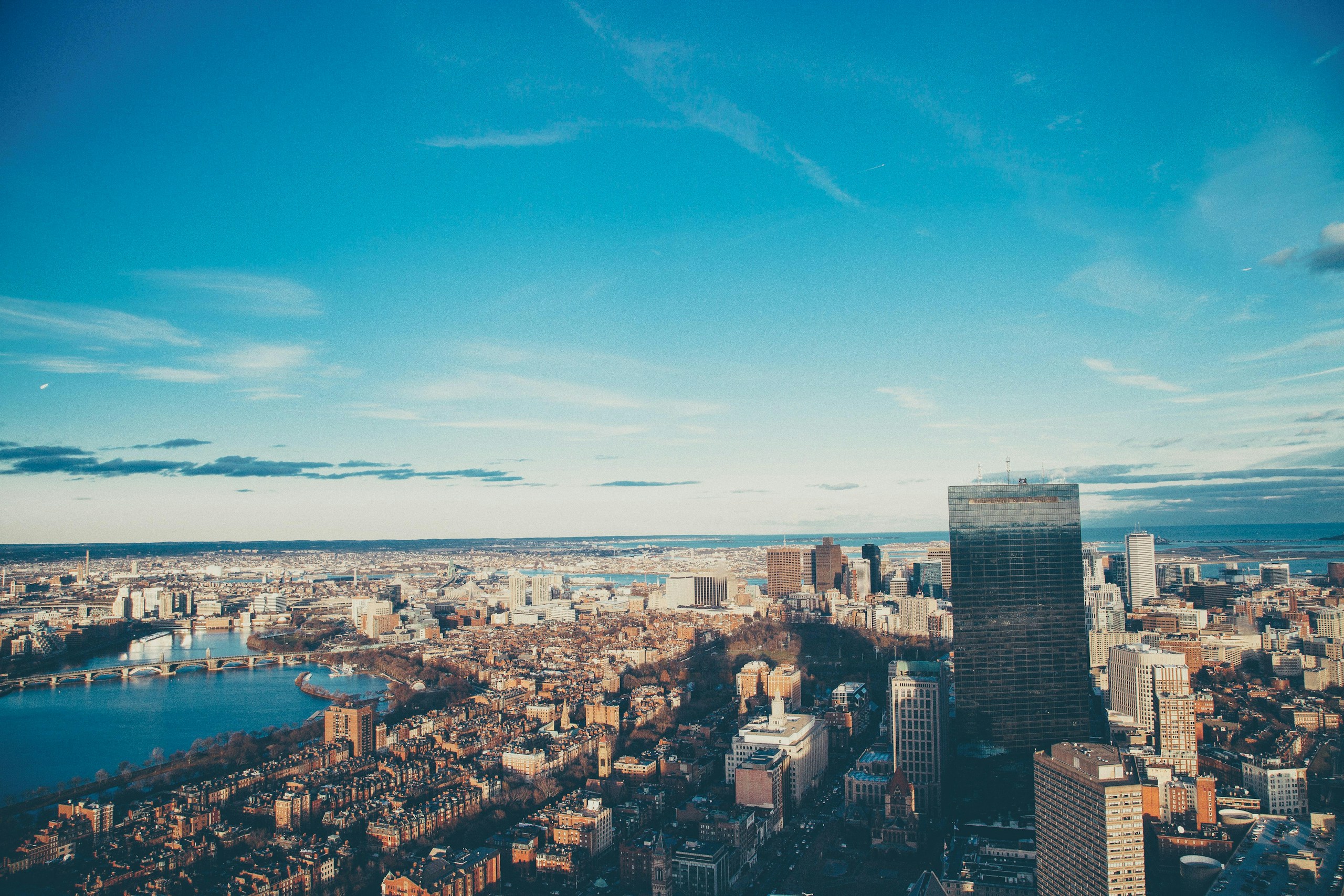 Aerial Bird's-Eye View of Boston Cityscape HD Wallpaper