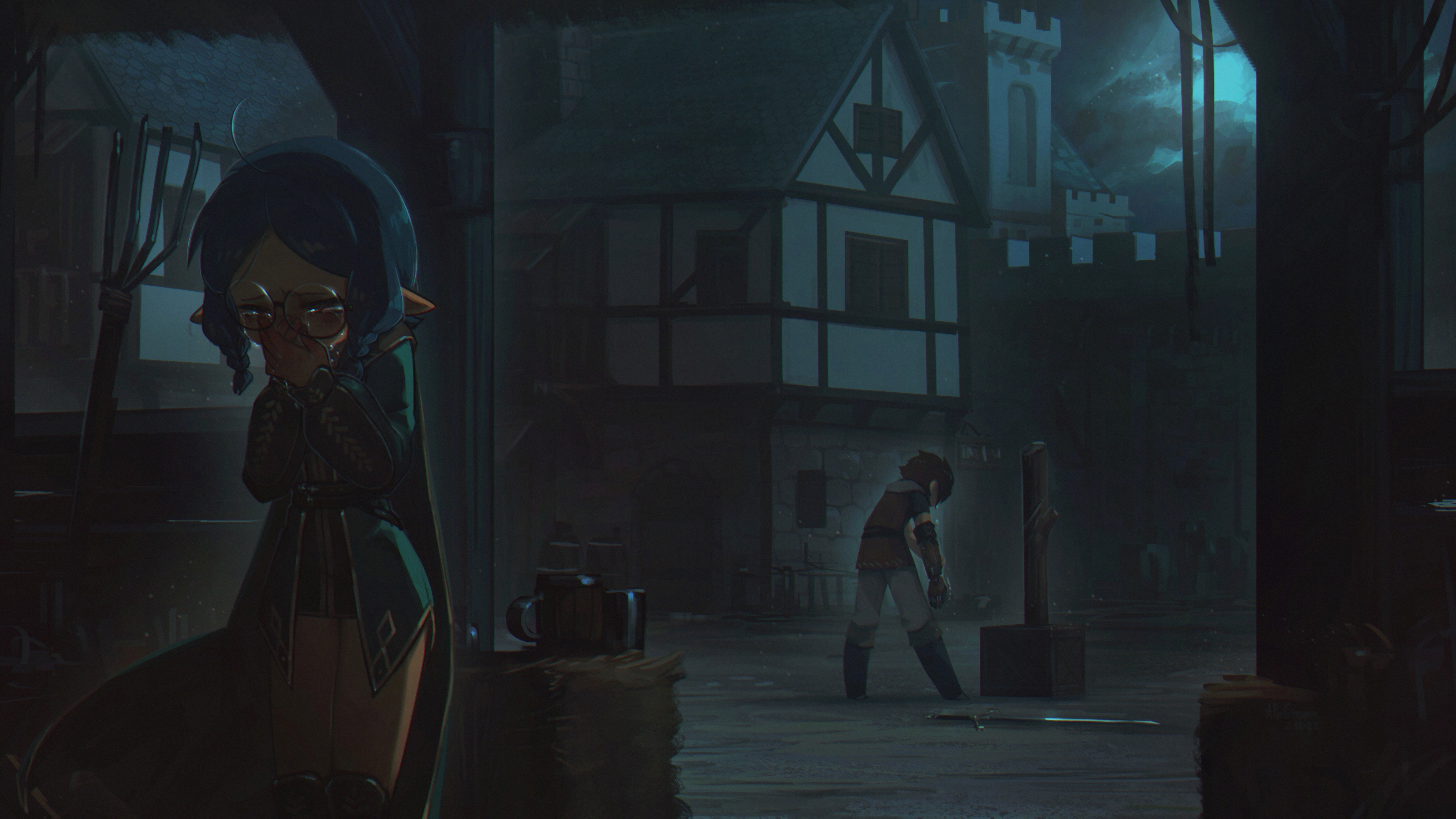 Crying Elf Girl and Dejected Boy by Porforever HD Wallpaper