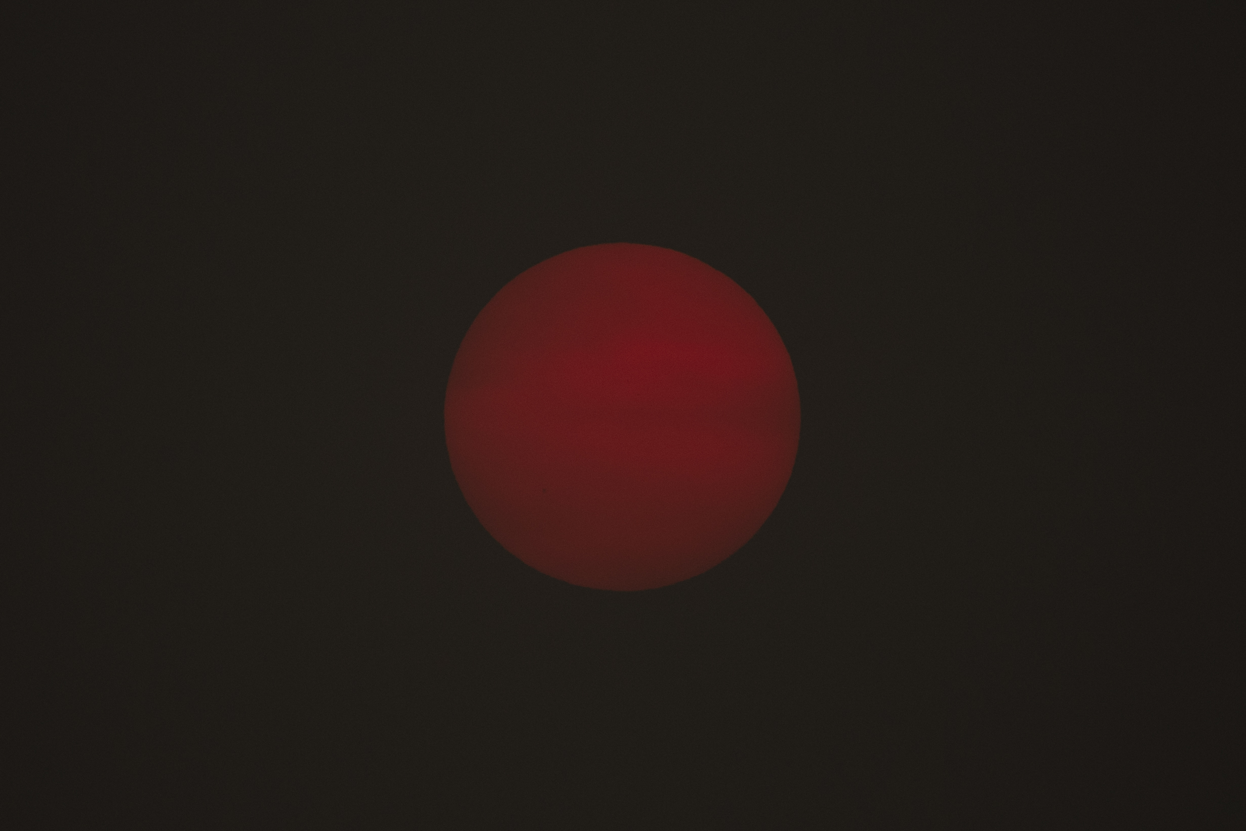 Dark red sun obscured by thick wildfire smoke HD Wallpaper