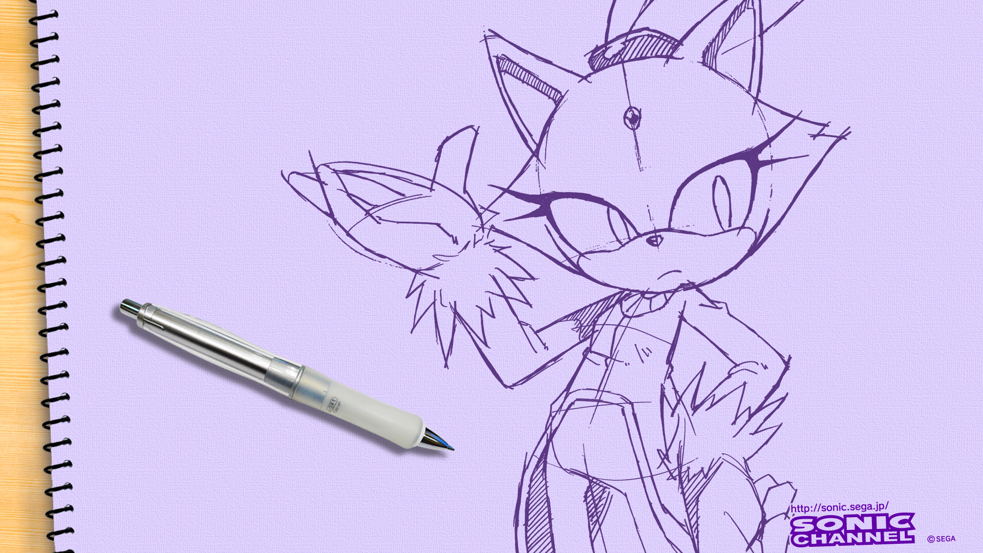 Sketch of Blaze the Cat from Sonic the Hedgehog HD Wallpaper