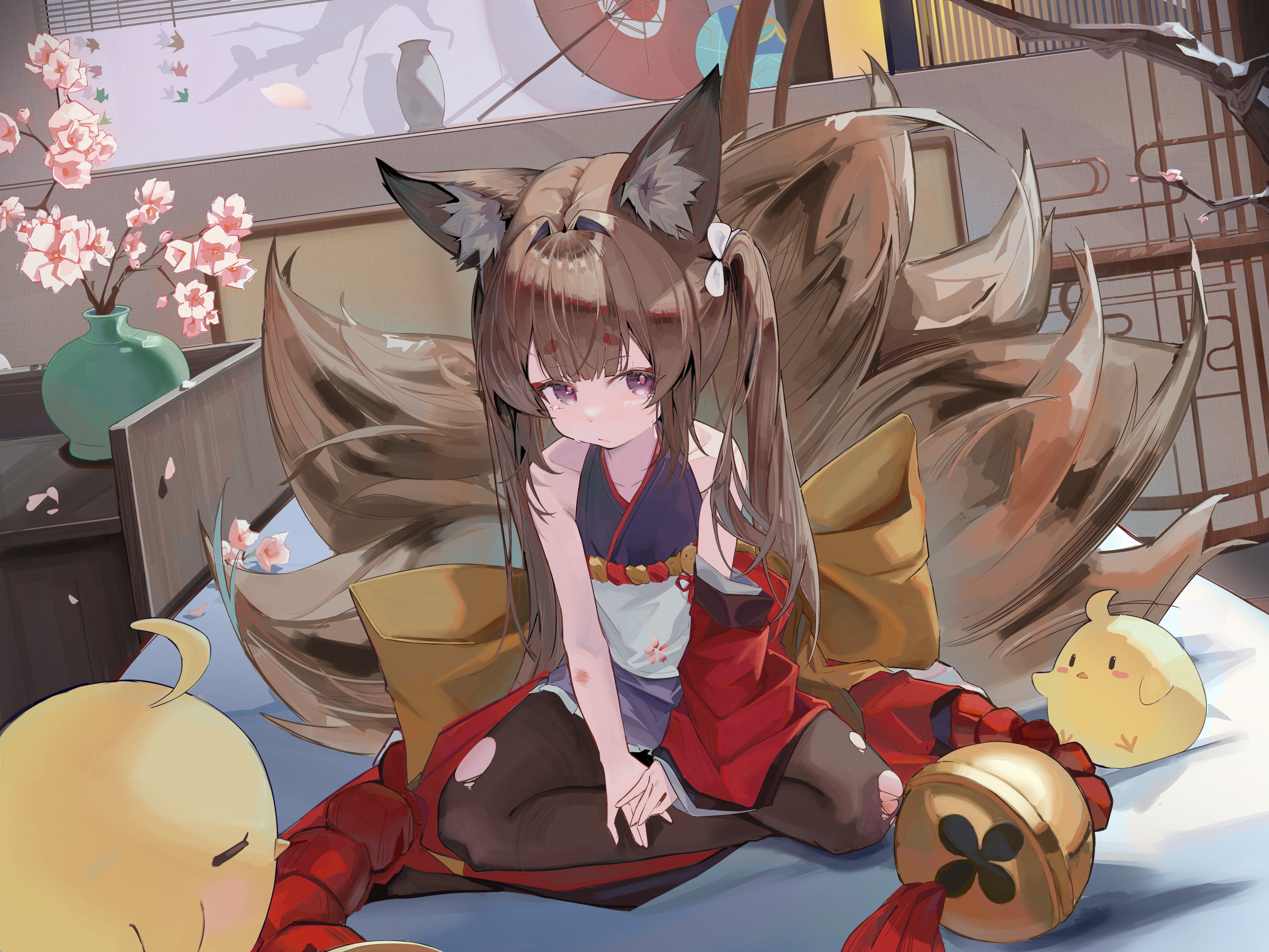 Amagi-chan from Azur Lane with Manjuu chicks HD Wallpaper