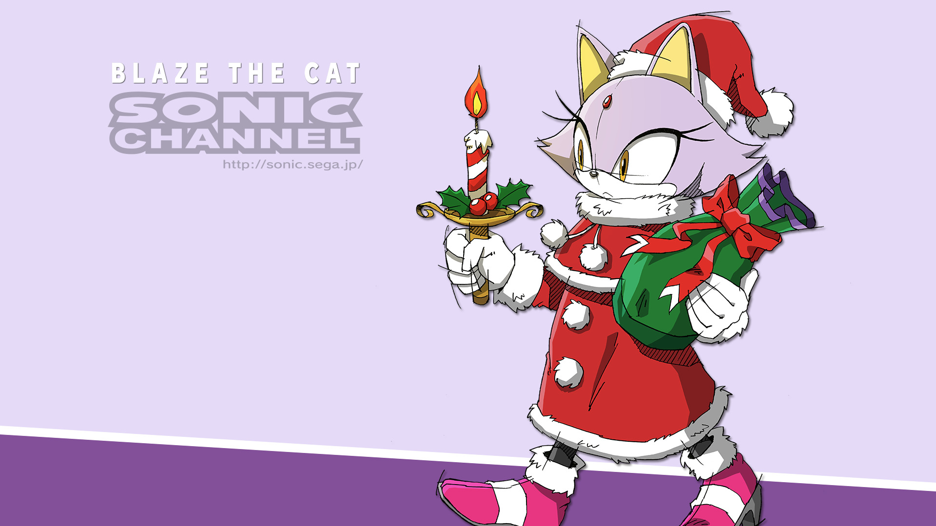 Blaze the Cat in Christmas Outfit Sonic Channel HD Wallpaper