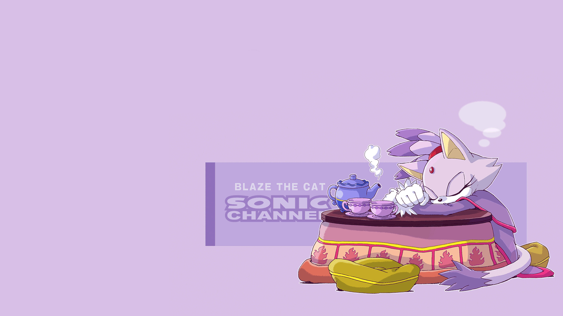 Blaze the Cat Sleeping at Kotatsu from Sonic Channel HD Wallpaper