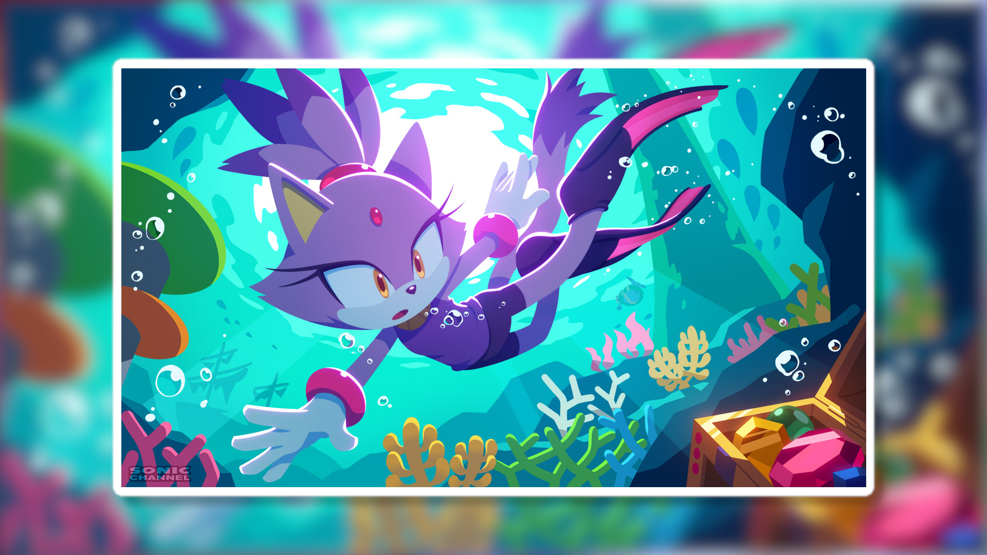 Blaze the Cat swimming underwater from Sonic the Hedgehog HD Wallpaper