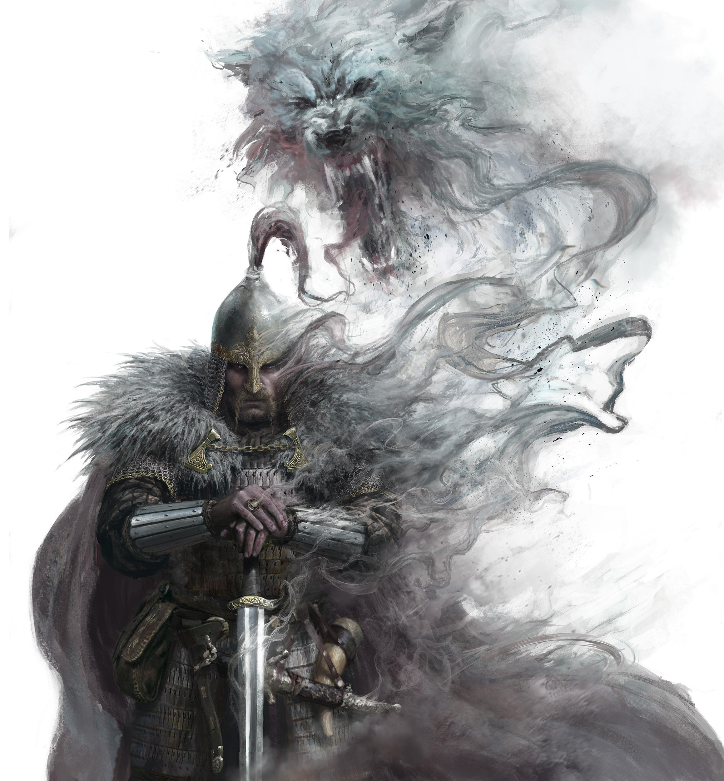 Varg Norse Warrior with Wolf Spirit HD Wallpaper