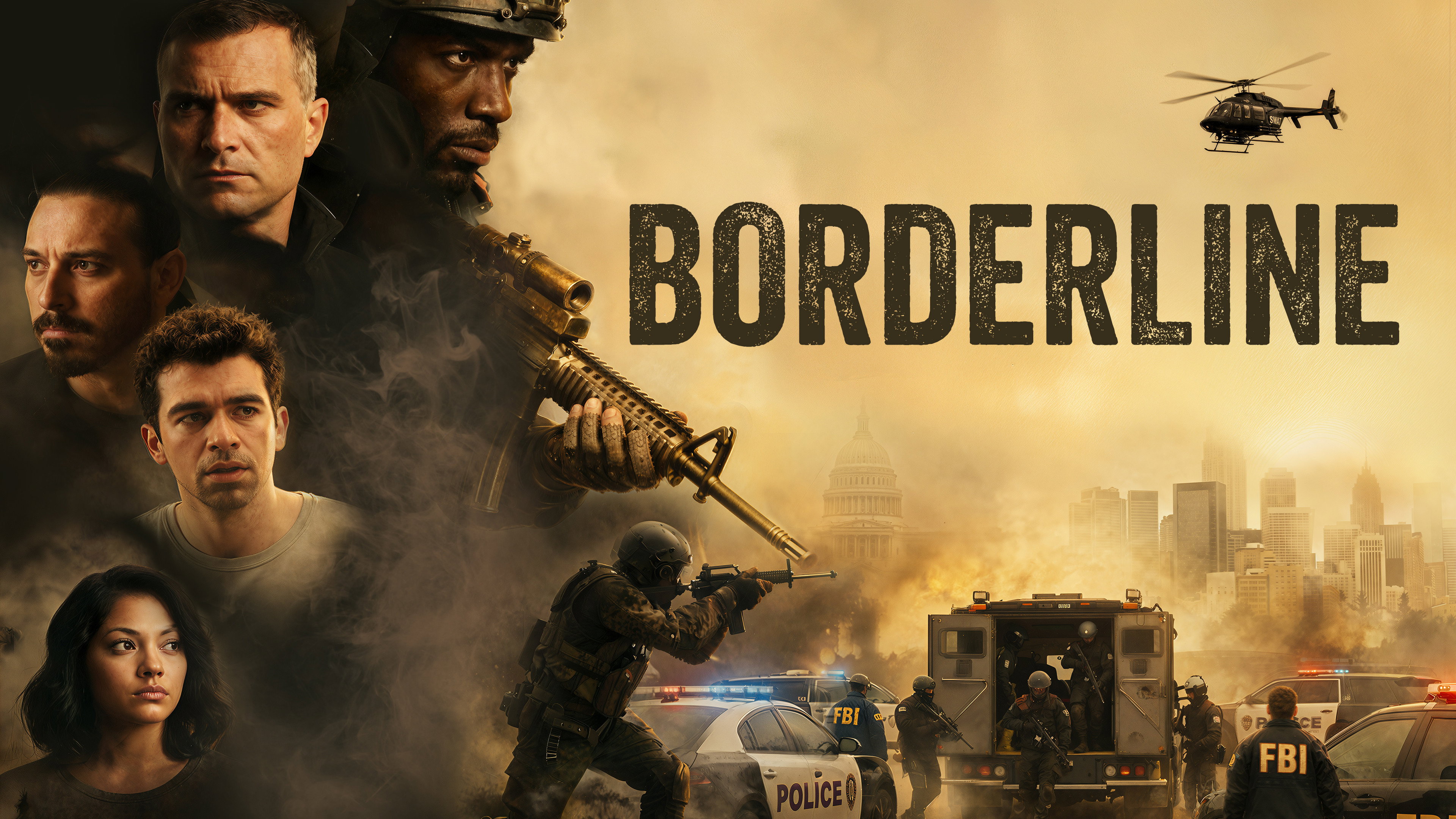 Borderline movie poster with cast and tactical police officers HD Wallpaper