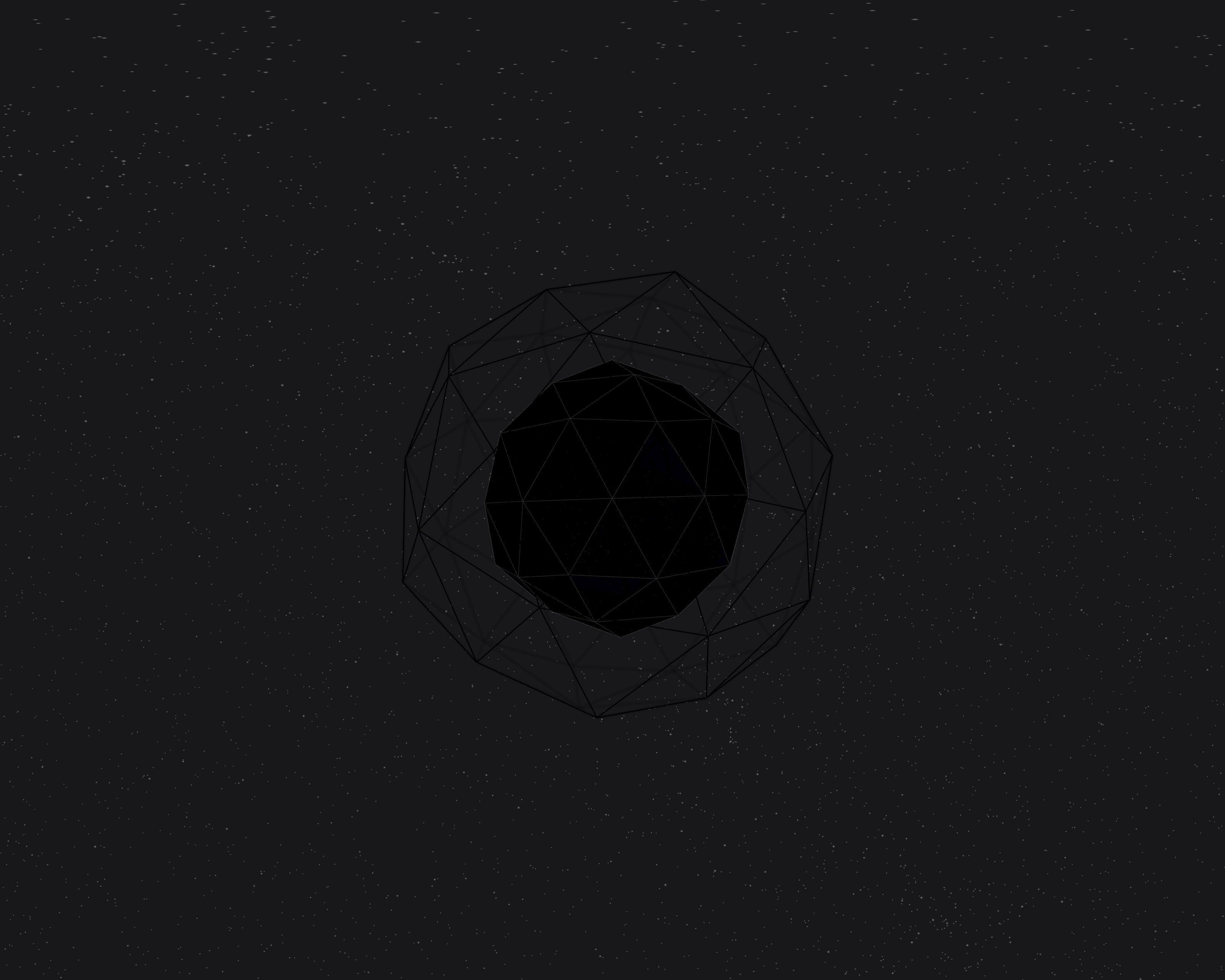 Minimalist dark geodesic sphere with wireframe outer shell HD Wallpaper