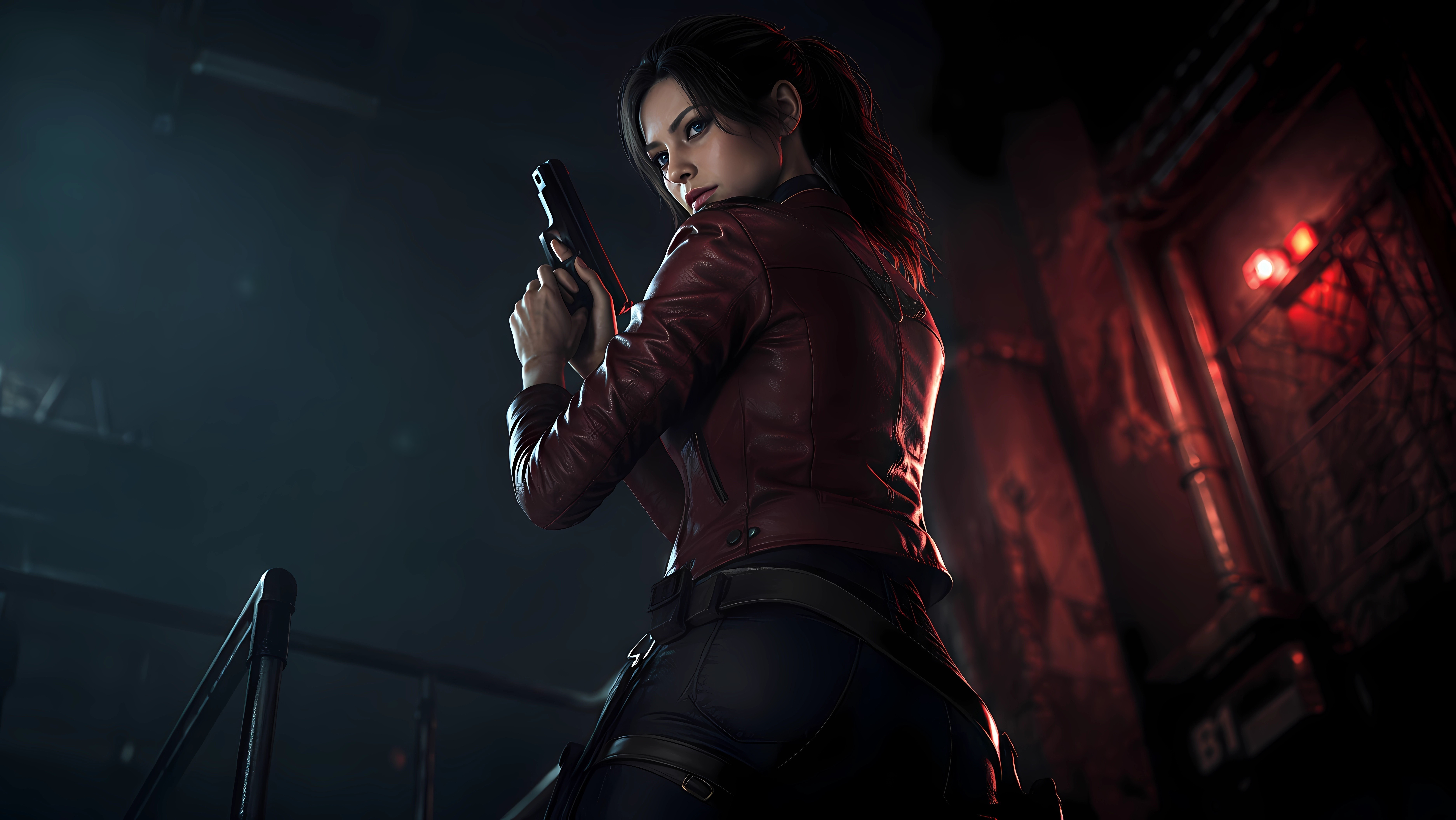 Claire Redfield holding a gun in Resident Evil HD Wallpaper