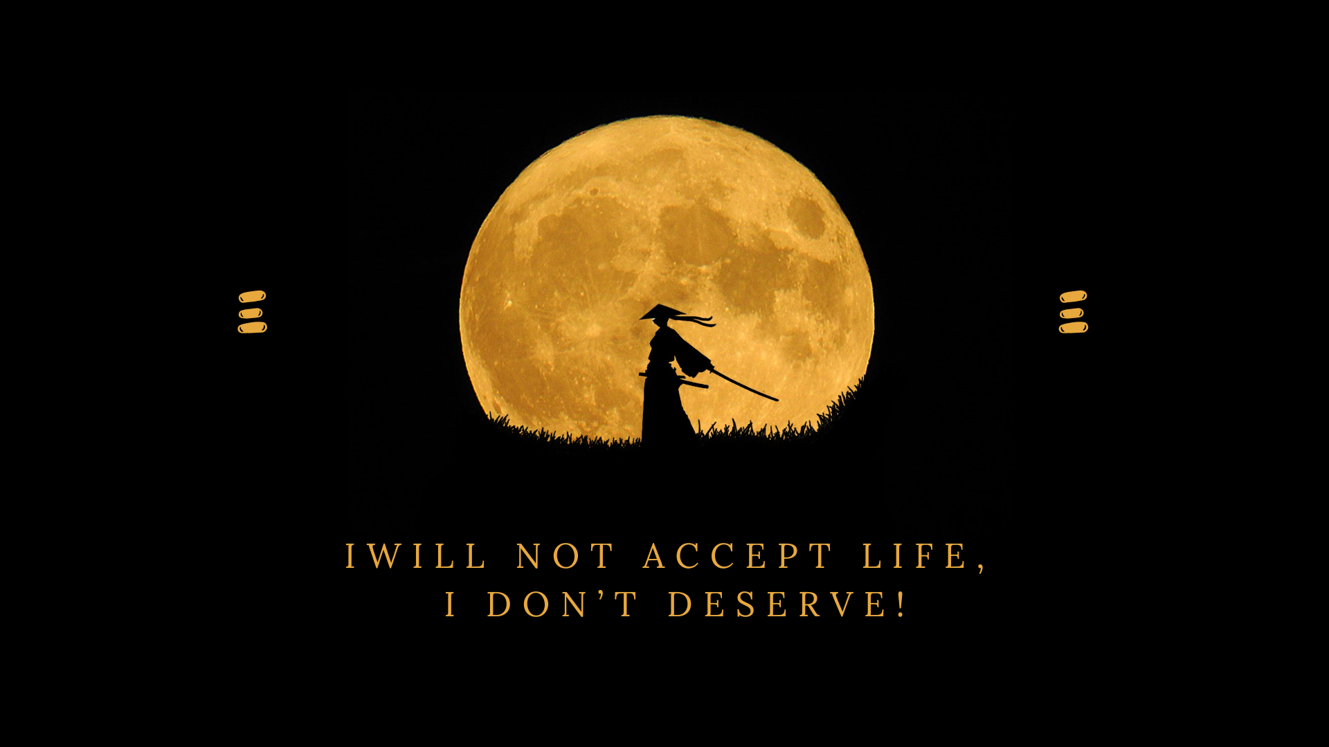 Samurai Silhouette with Moon and Quote HD Wallpaper