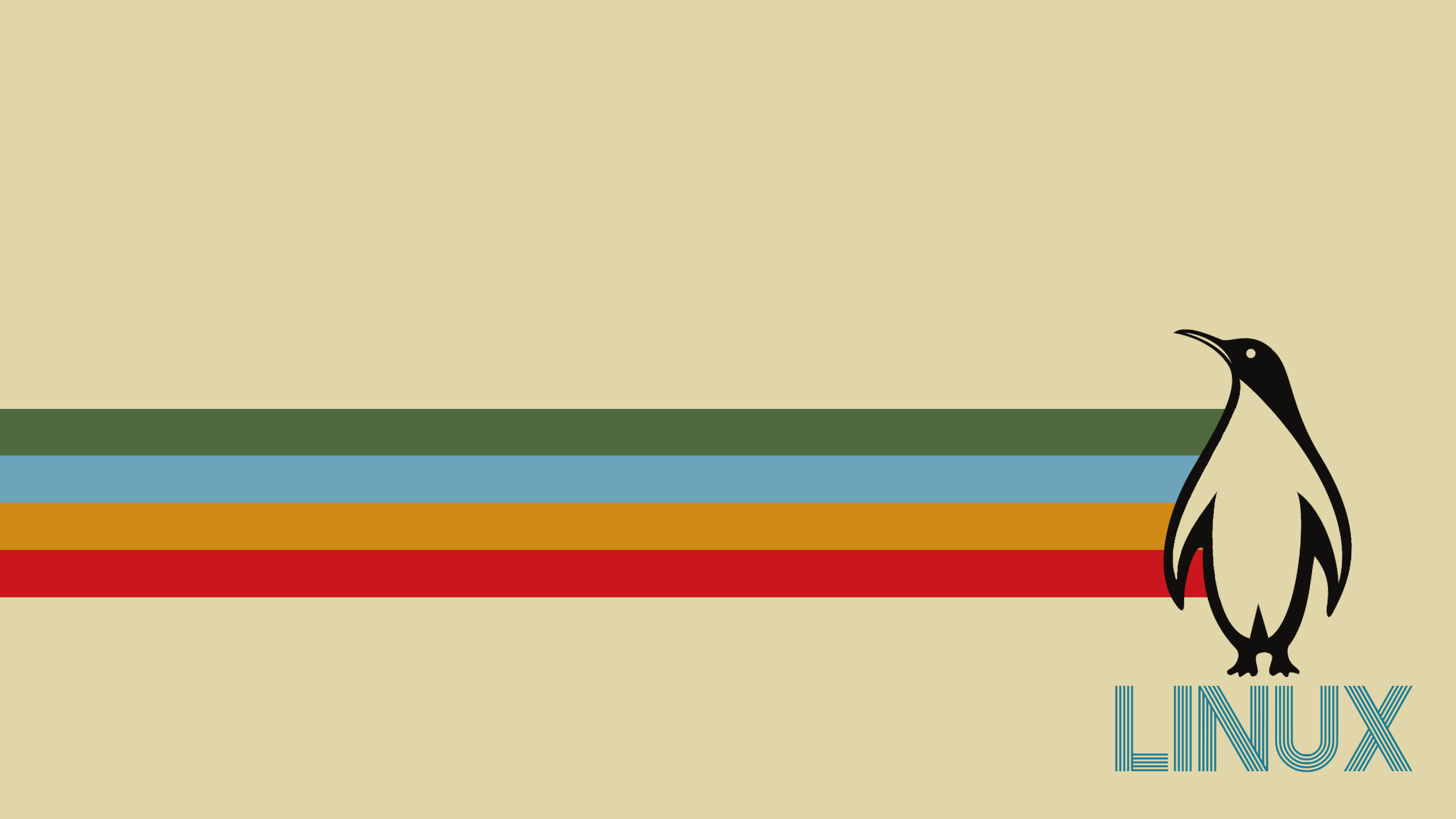 Retro Tux the Penguin Linux Logo with Stripes HD Wallpaper