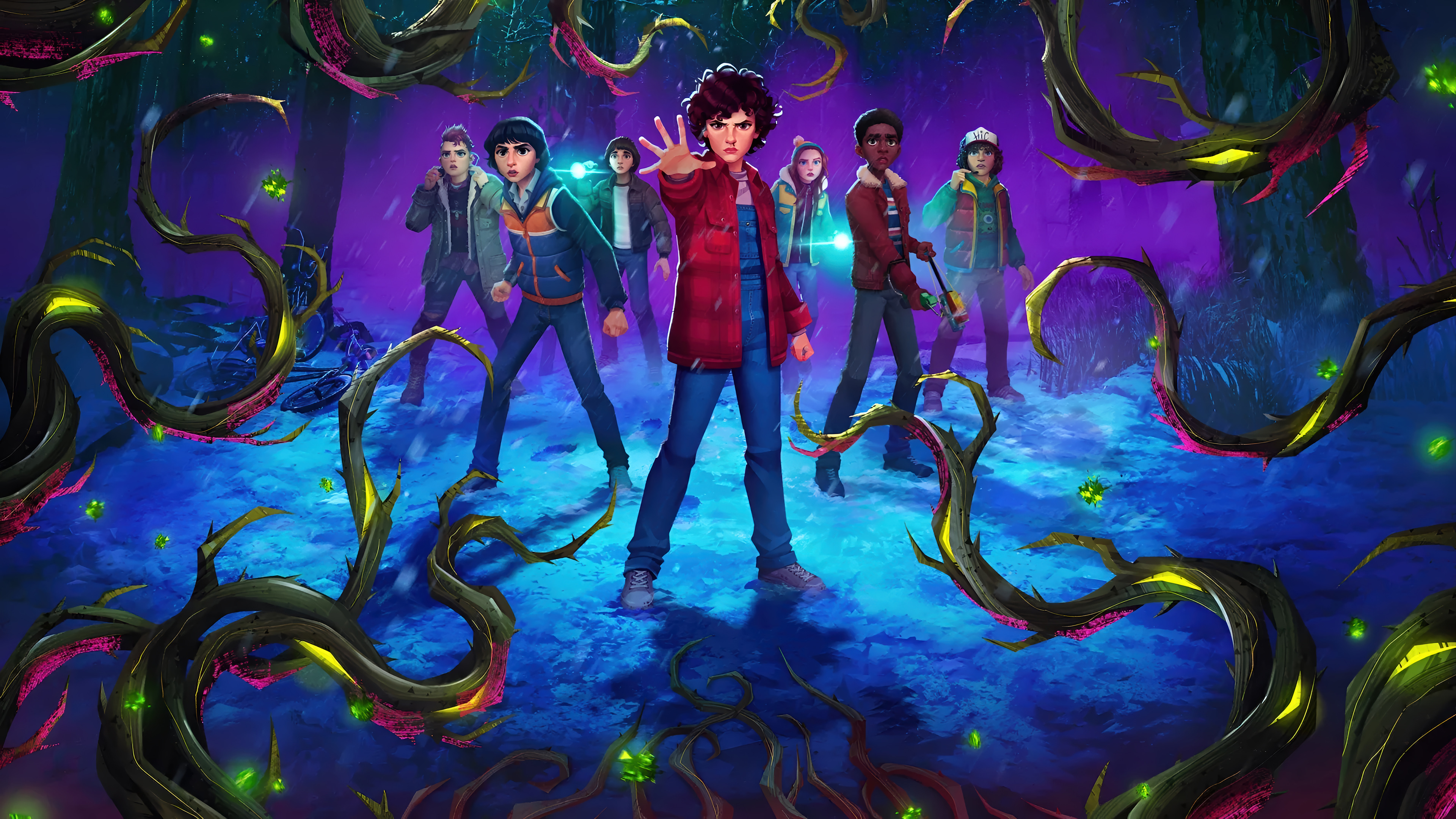 Eleven and the Party from Stranger Things HD Wallpaper
