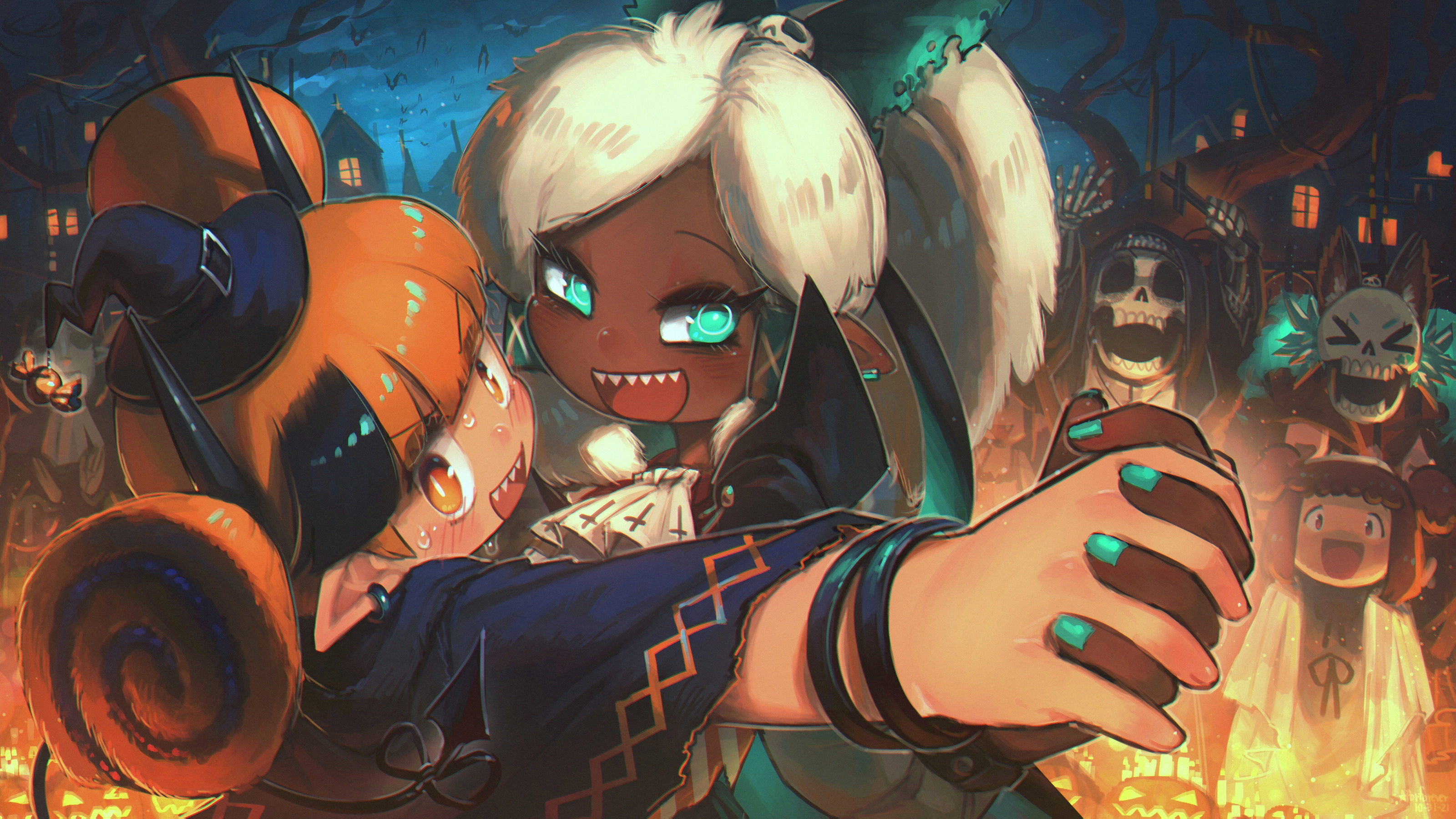 Halloween Dance with Original Characters by Porforever HD Wallpaper