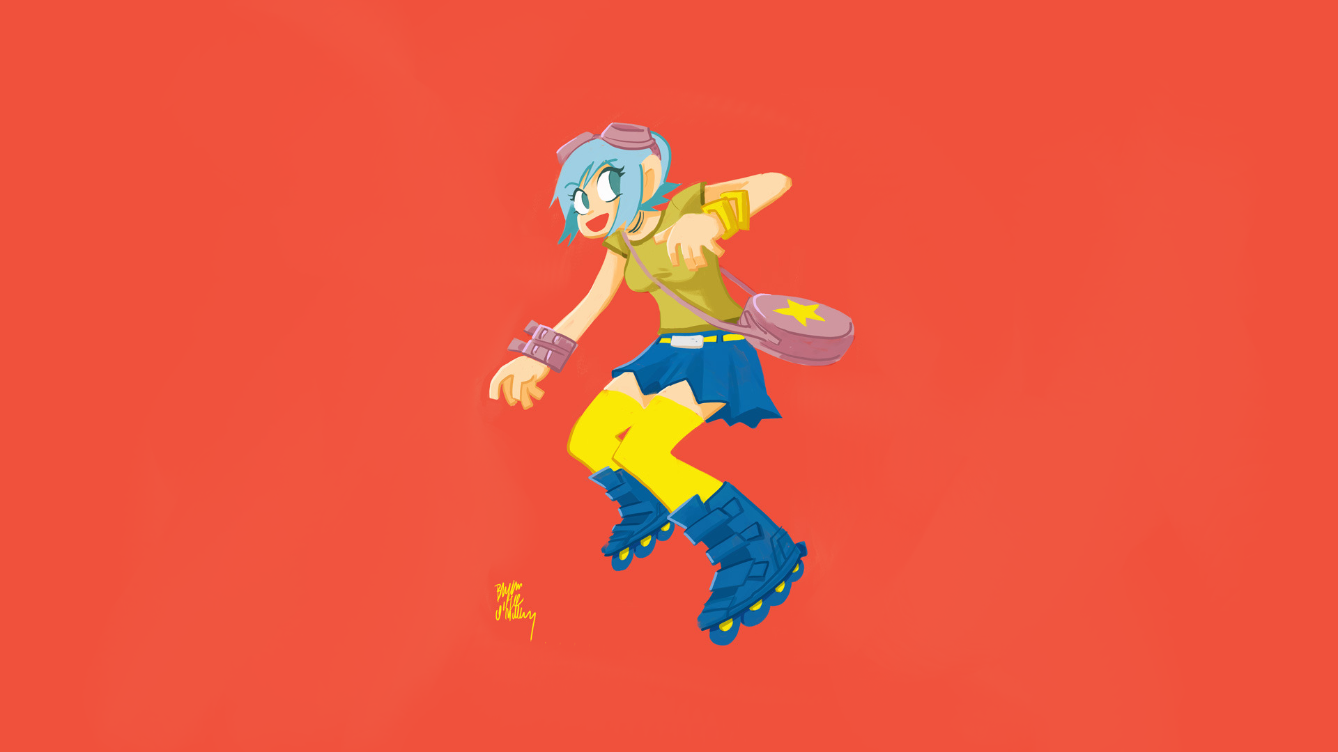 Ramona Flowers Rollerblading from Scott Pilgrim HD Wallpaper