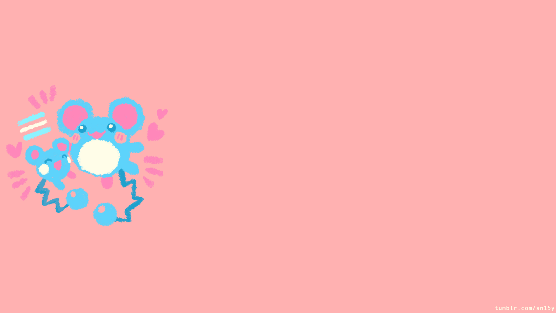 Marill and Azurill from Pokémon with Trans Pride Flag HD Wallpaper