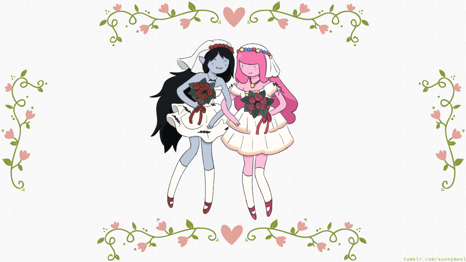 Marceline and Princess Bubblegum Wedding from Adventure Time HD Wallpaper