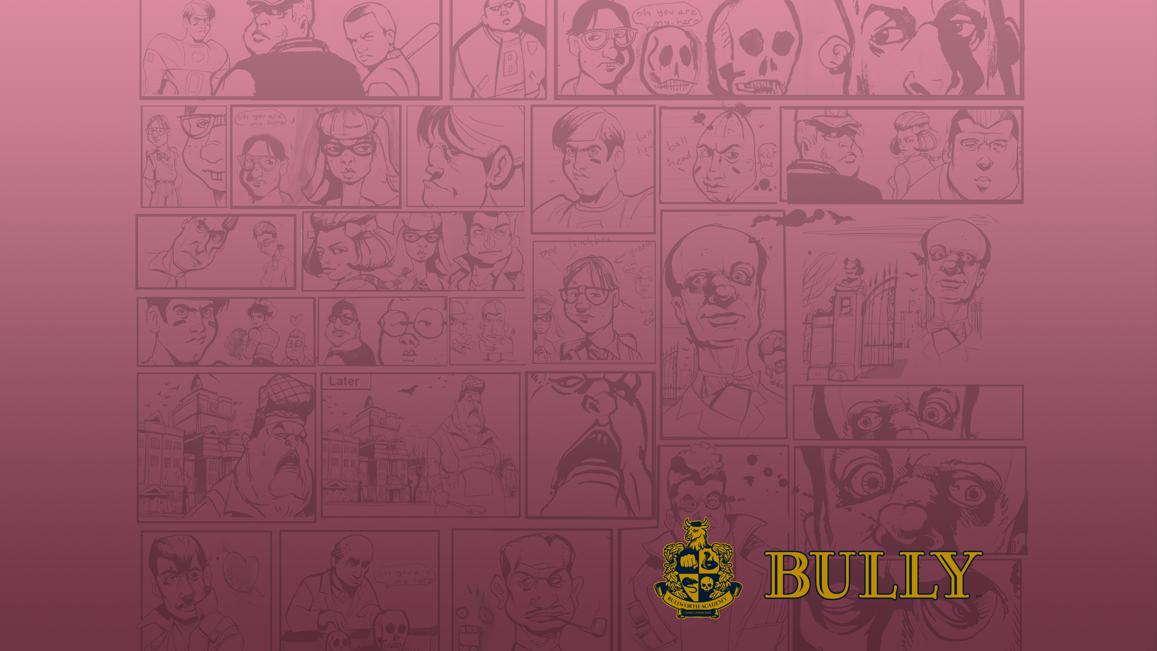 Comic Strip Art from Bully Video Game with Logo HD Wallpaper