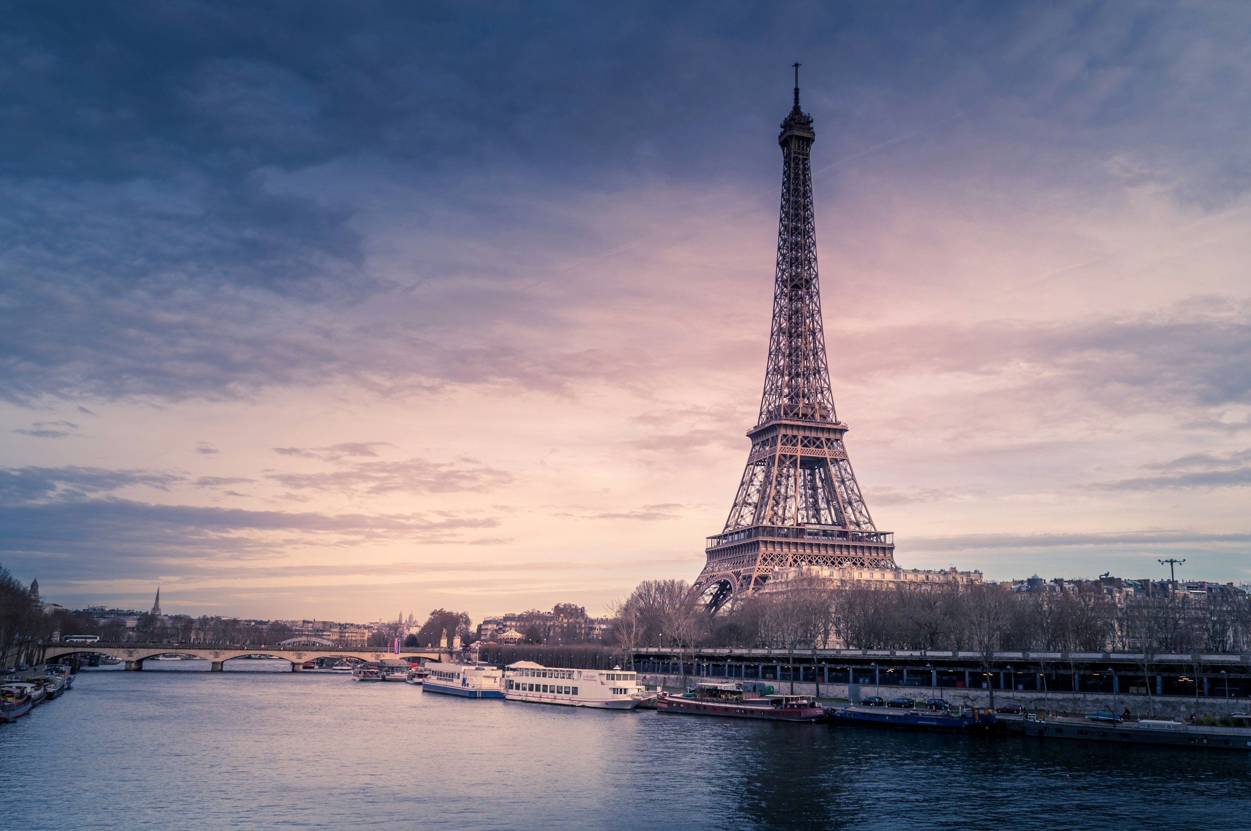 Eiffel Tower and Seine River in Paris HD Wallpaper