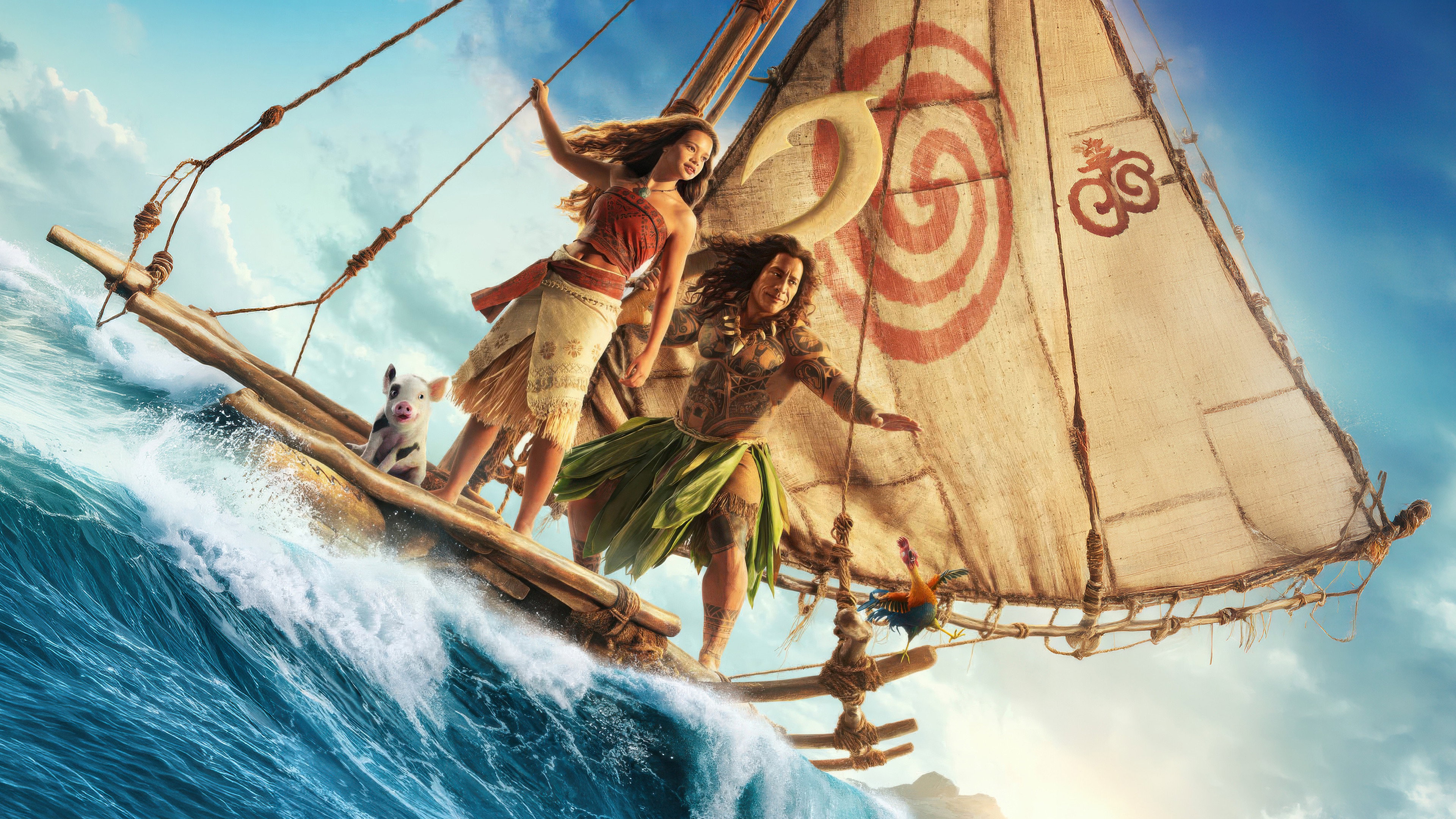 Moana and Maui in Disney's live-action Moana movie HD Wallpaper