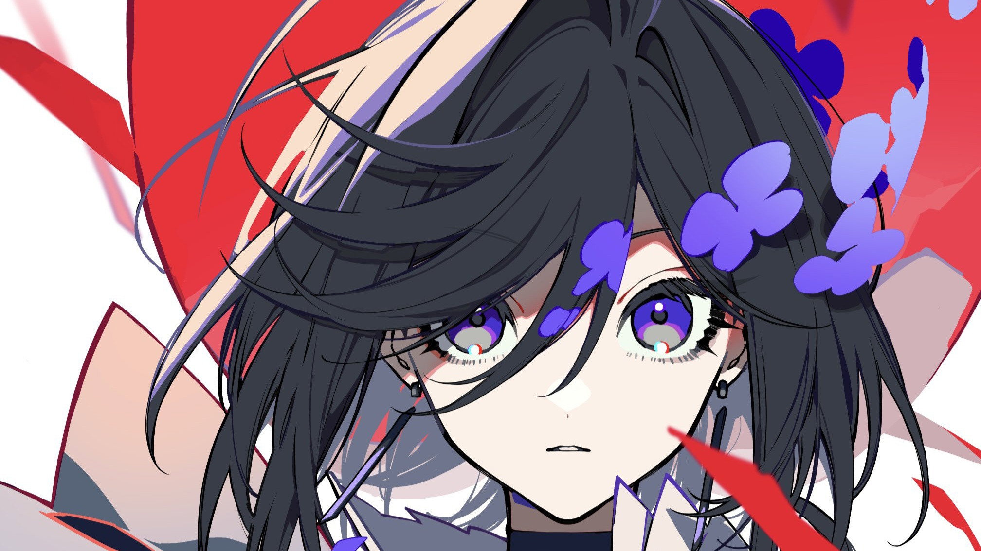 Anime Girl with Purple Eyes from The Ribbon Hero HD Wallpaper