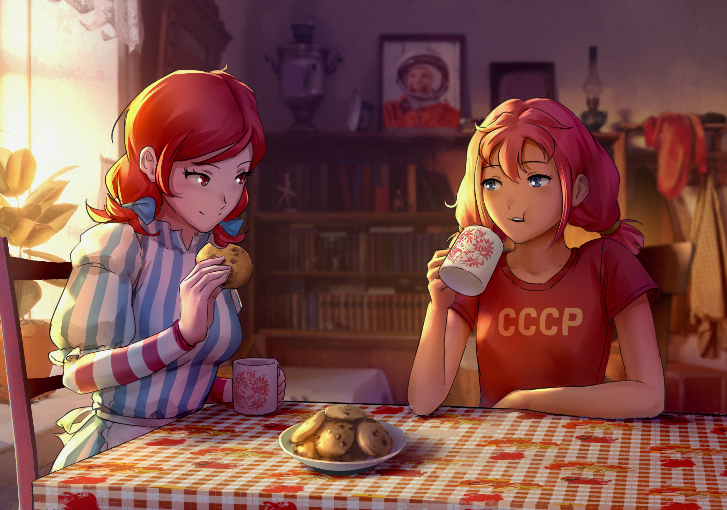 Wendy and Ulyana from Everlasting Summer Eating Cookies HD Wallpaper