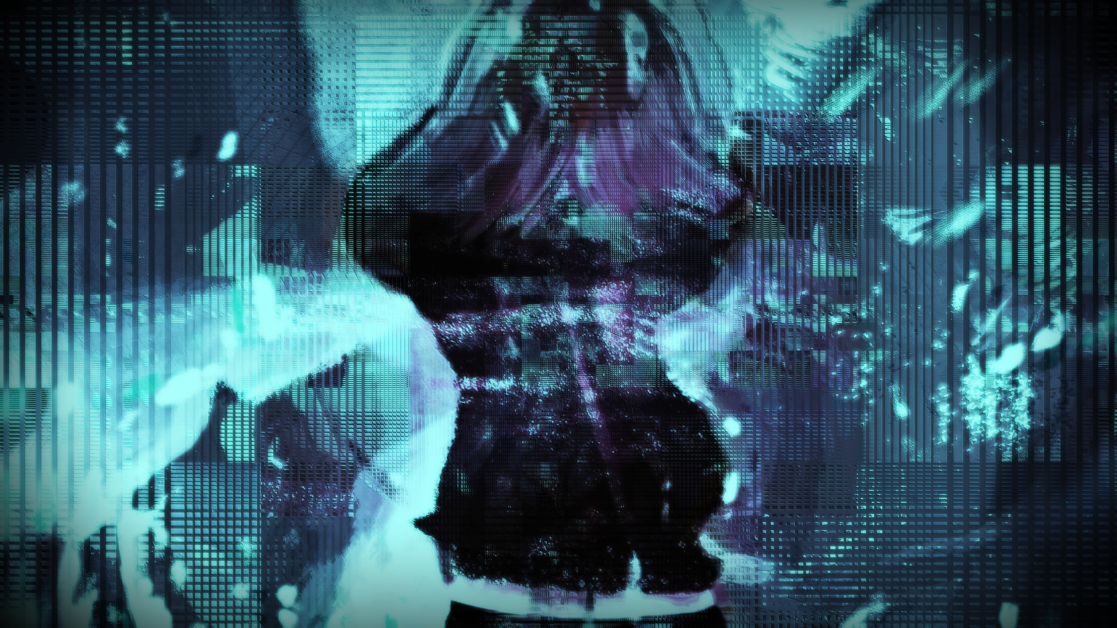 Glitched digital art of a girl from behind HD Wallpaper