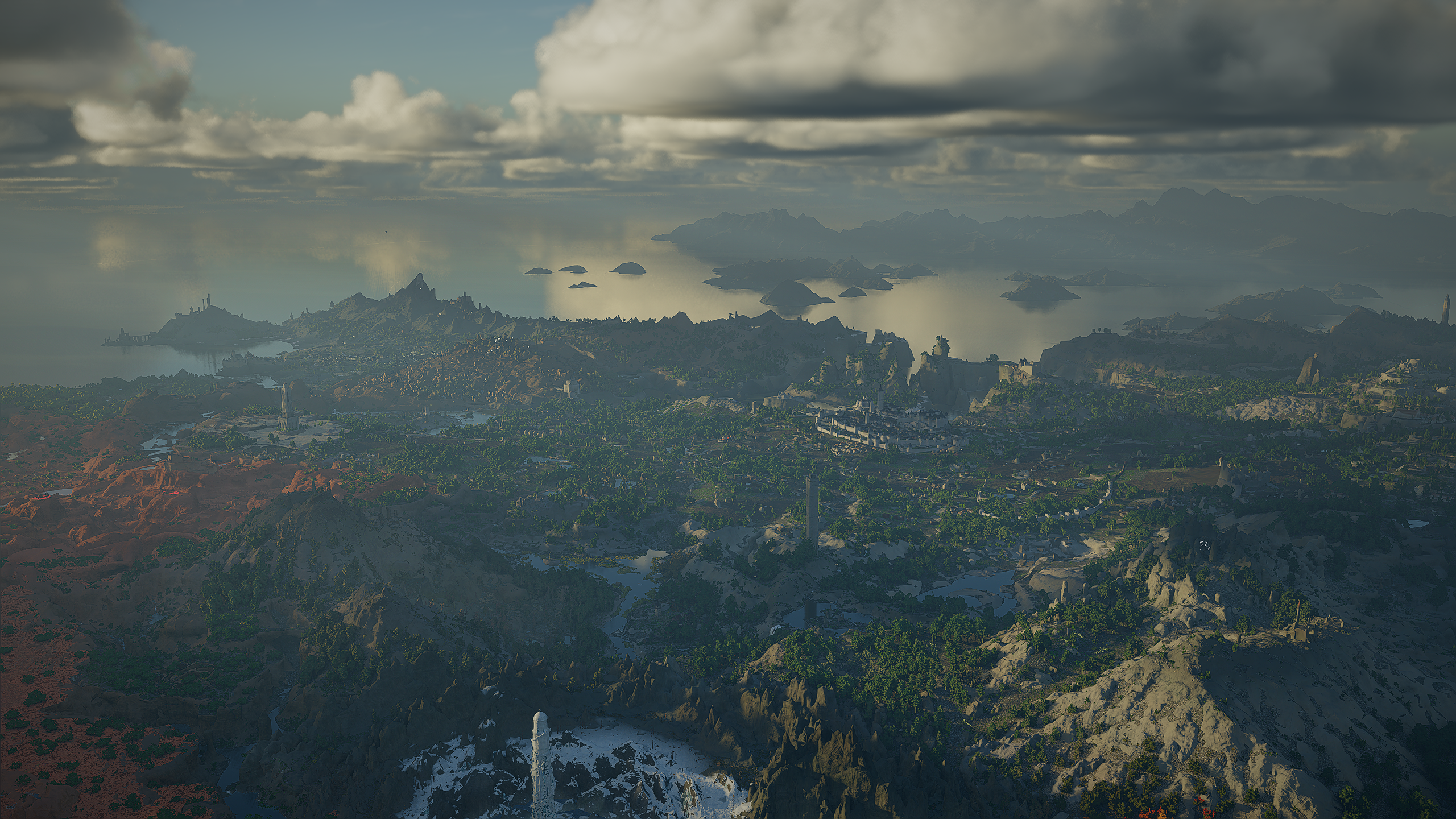 Aerial view of a massive custom Minecraft map HD Wallpaper