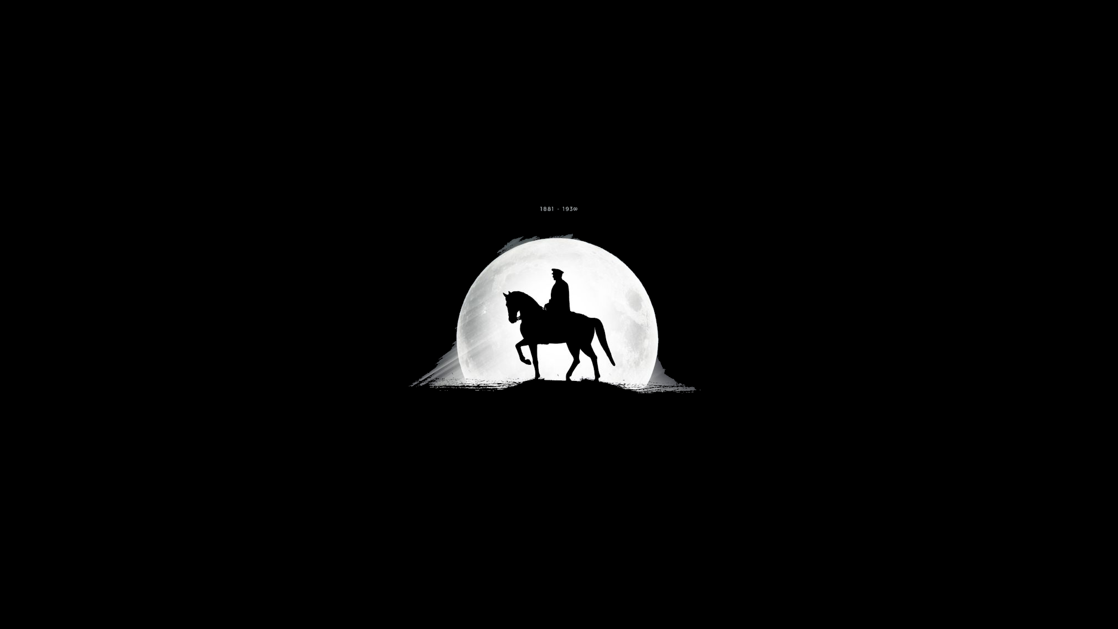 Silhouette of Mustafa Kemal Atatürk on Horseback Against Moon HD Wallpaper