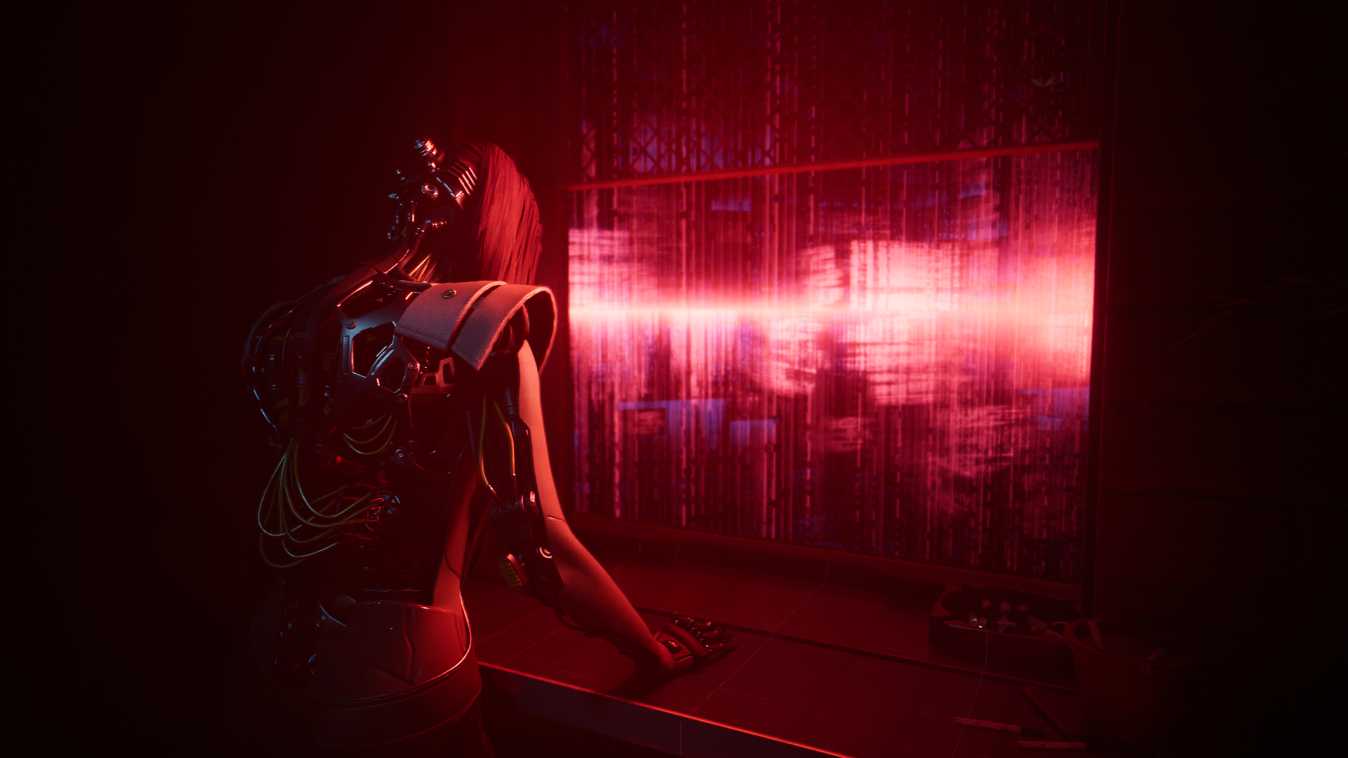 Songbird from Cyberpunk 2077 Phantom Liberty looking at screen HD Wallpaper