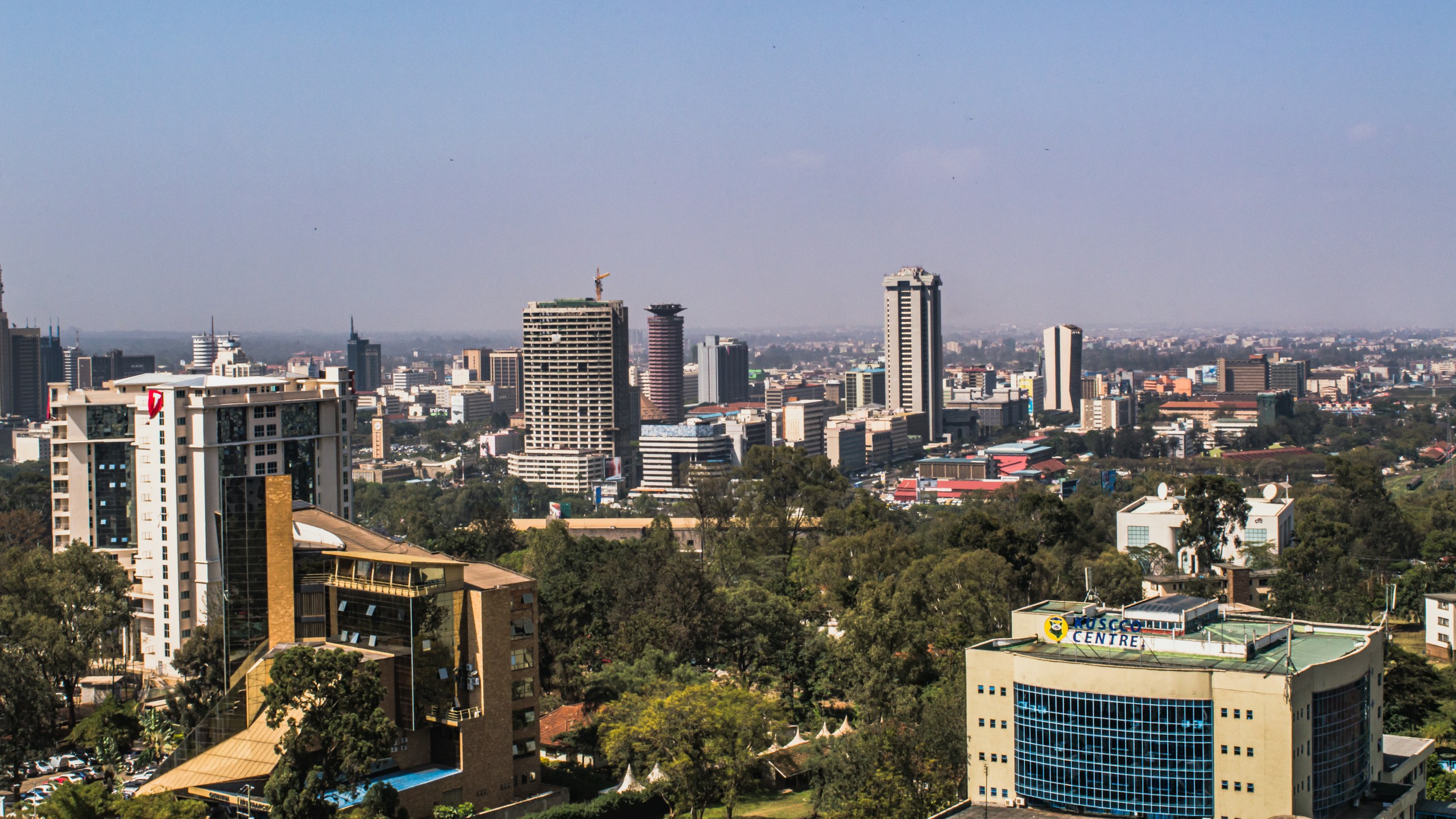 Nairobi City Skyline with Skyscrapers and Greenery HD Wallpaper