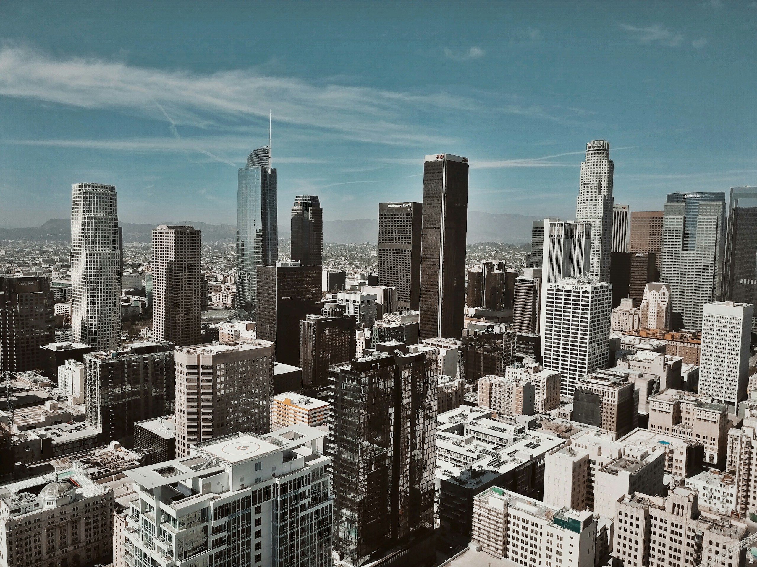 Aerial View of Downtown Los Angeles Skyscrapers HD Wallpaper