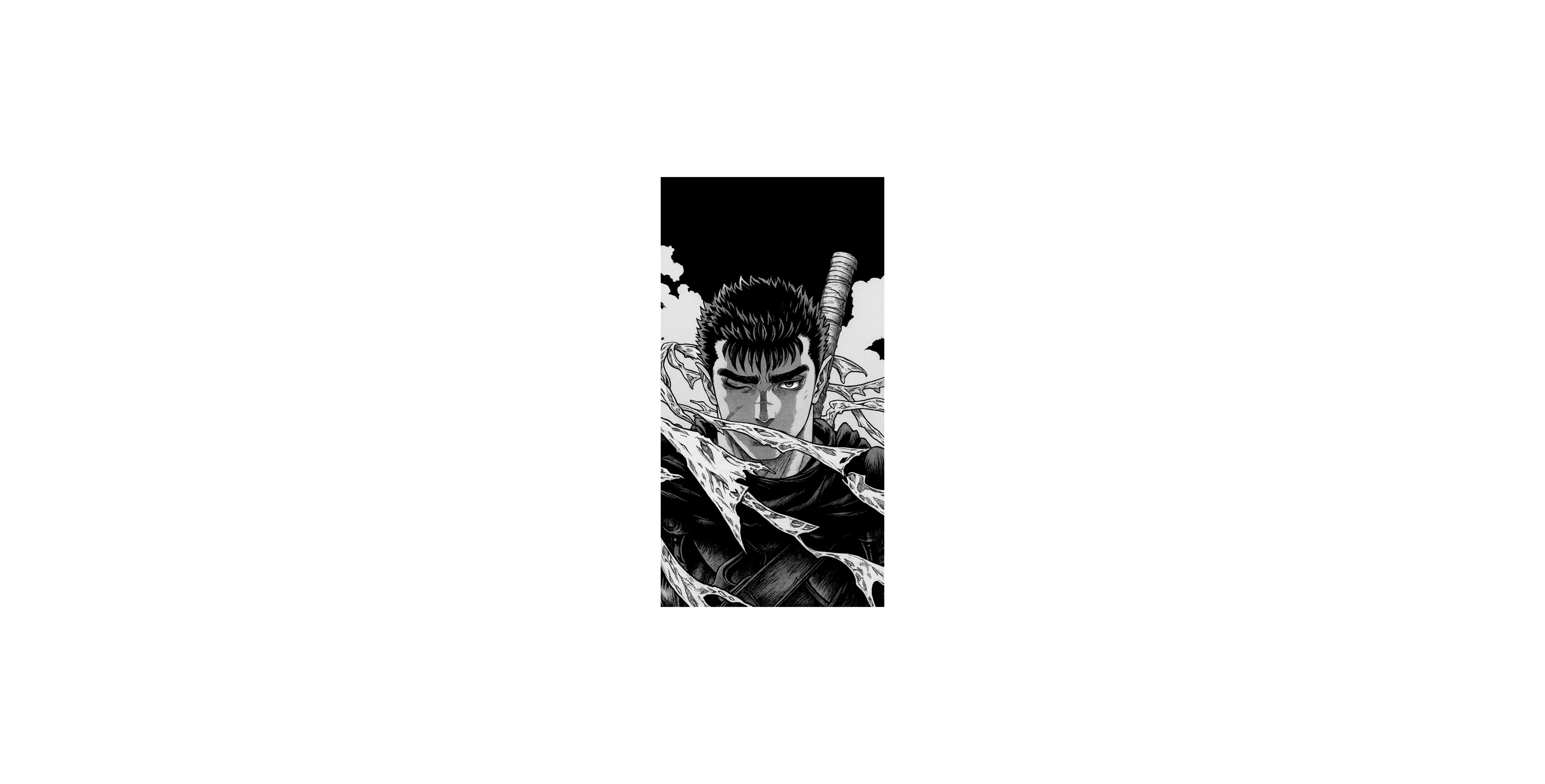 Guts from Berserk Manga Illustration on White Background HD Wallpaper