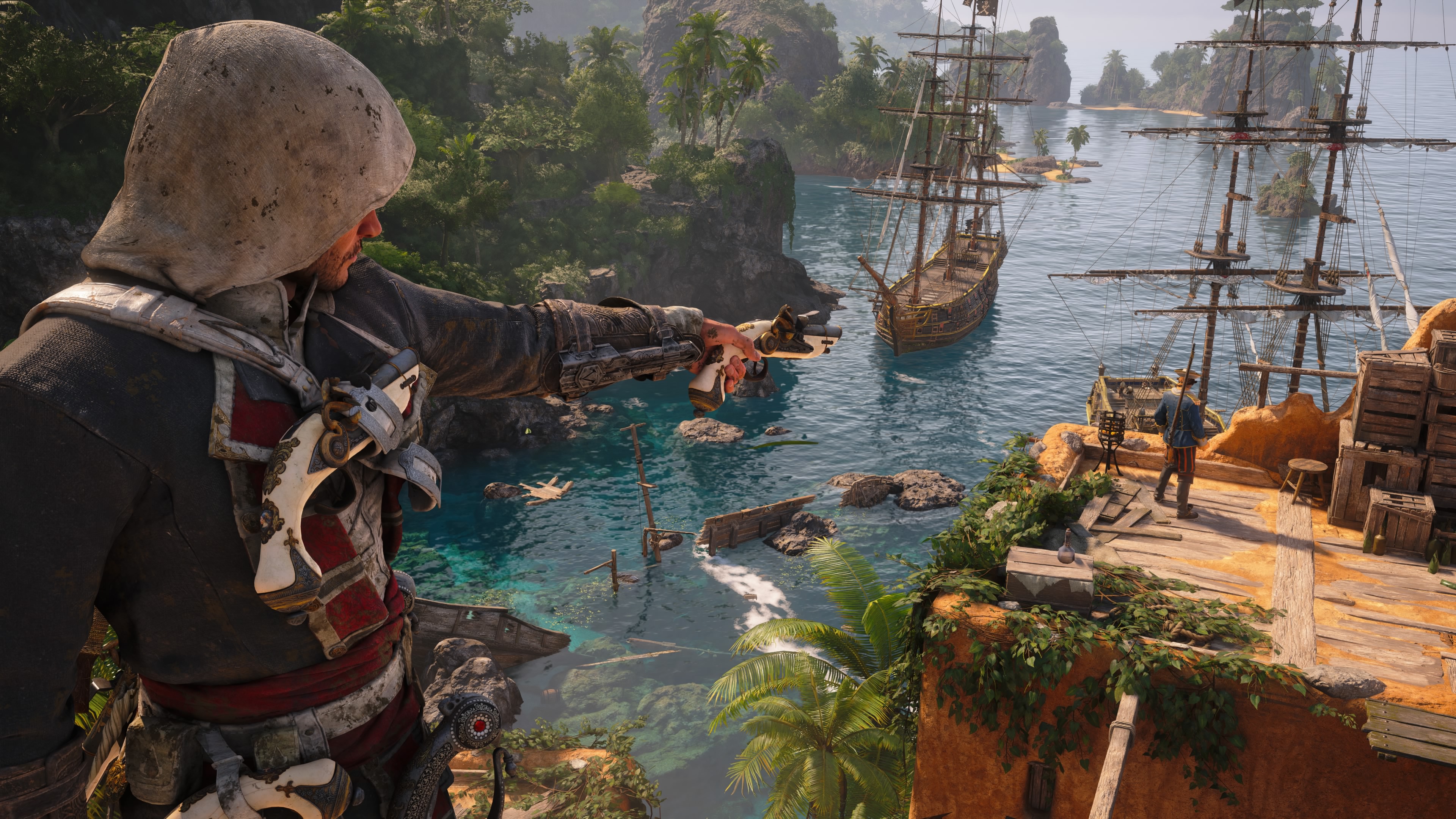 Edward Kenway aiming a pistol in Assassin's Creed IV: Black Flag HD Wallpaper