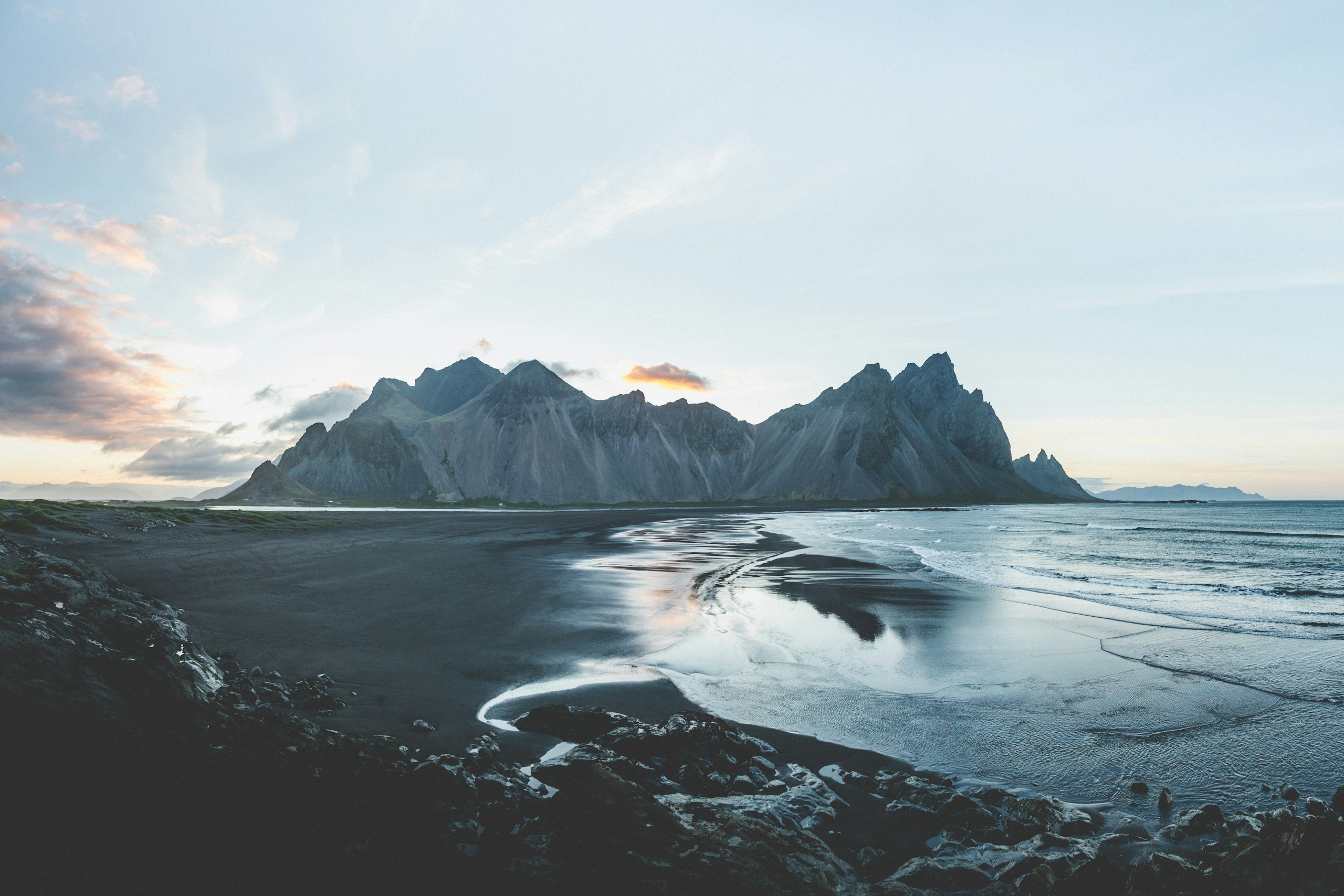 Vestrahorn Mountain and Black Sand Beach in Iceland HD Wallpaper