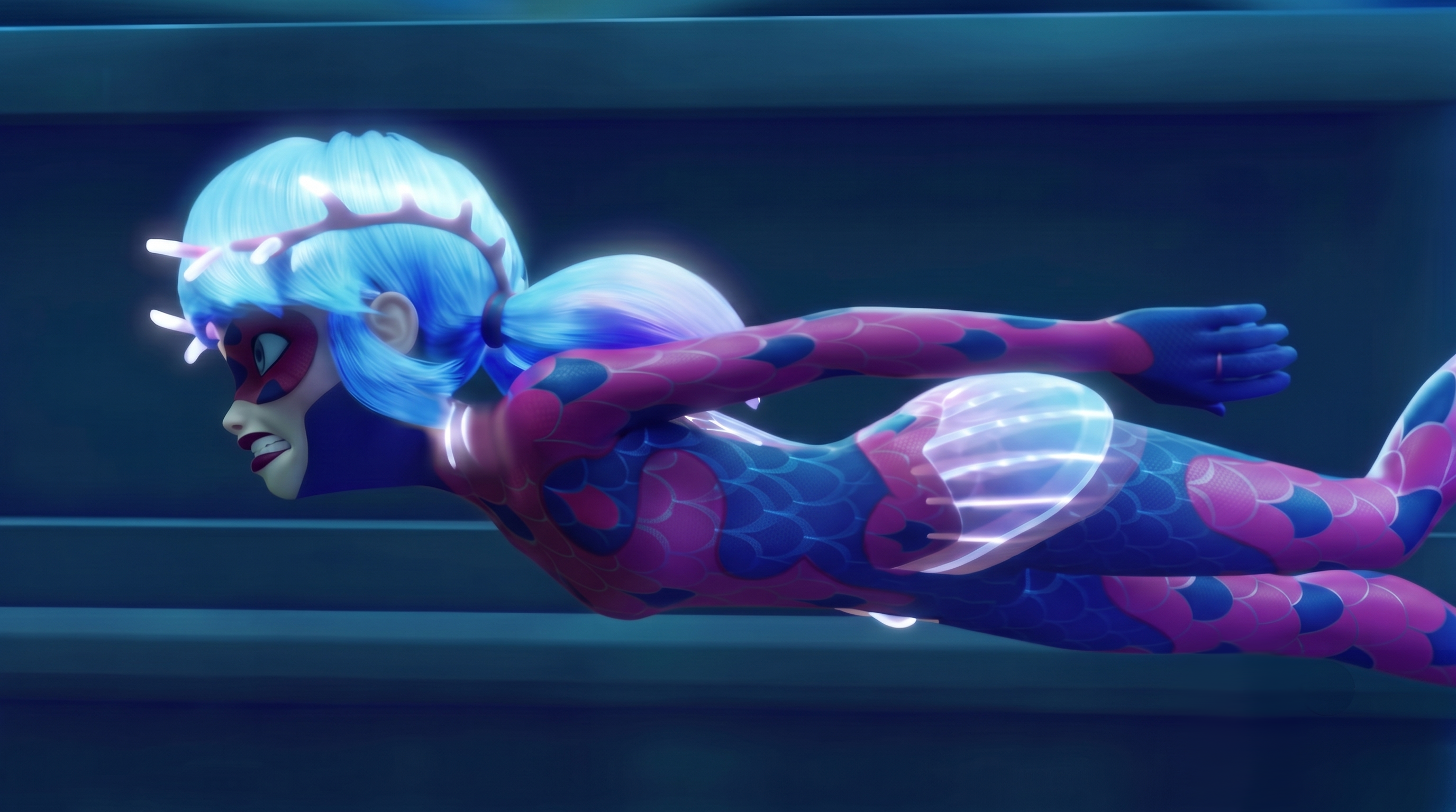 Aqua Bug swimming underwater in Miraculous Ladybug HD Wallpaper
