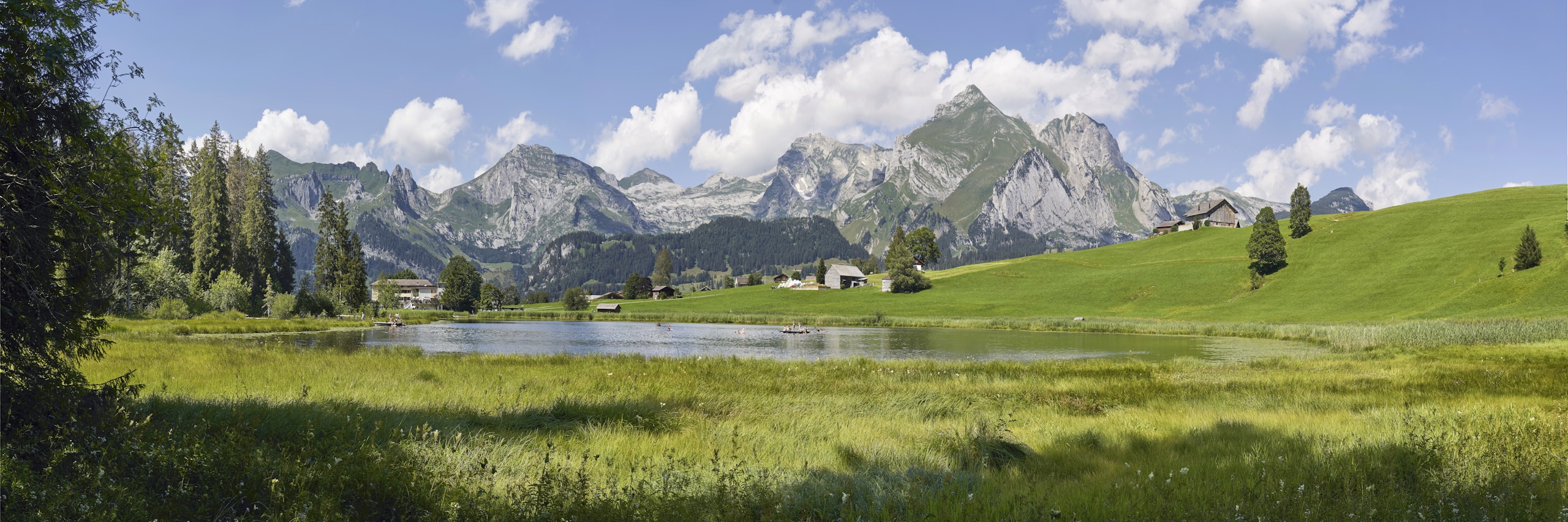 Alpstein Mountain Range Seen From Schwendisee HD Wallpaper
