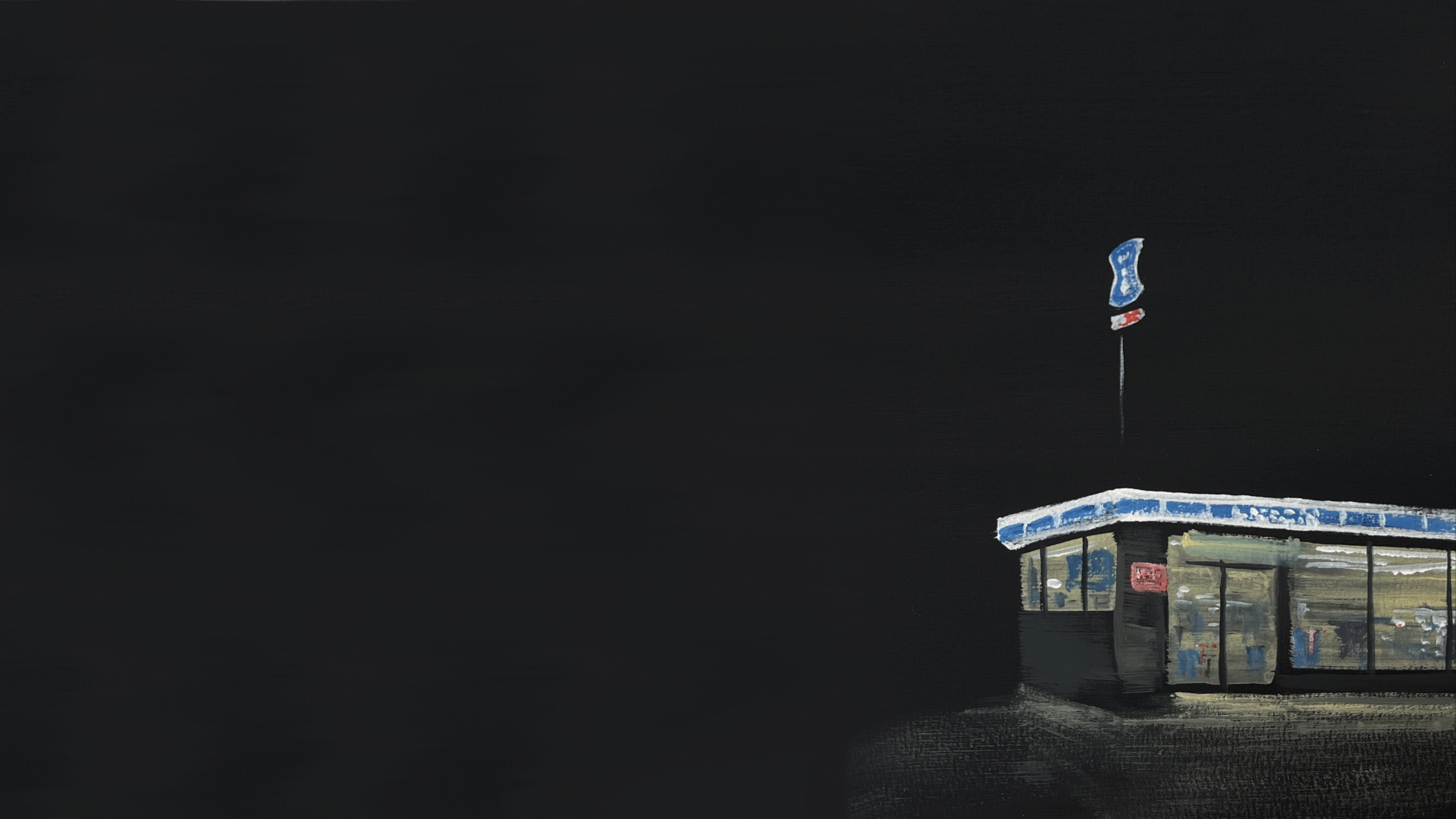 Minimalist painting of a Lawson convenience store at night HD Wallpaper