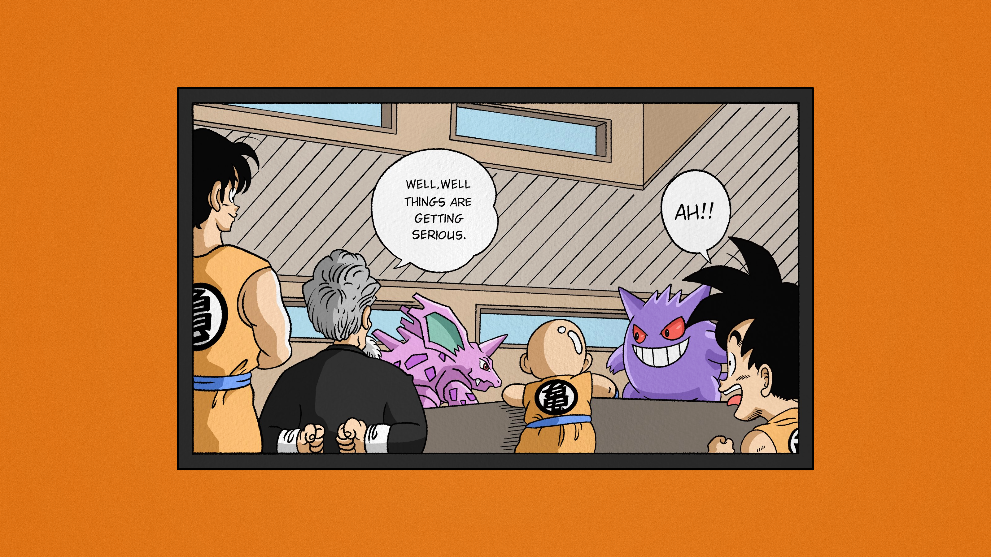 Dragon Ball and Pokémon Crossover Comic Panel HD Wallpaper