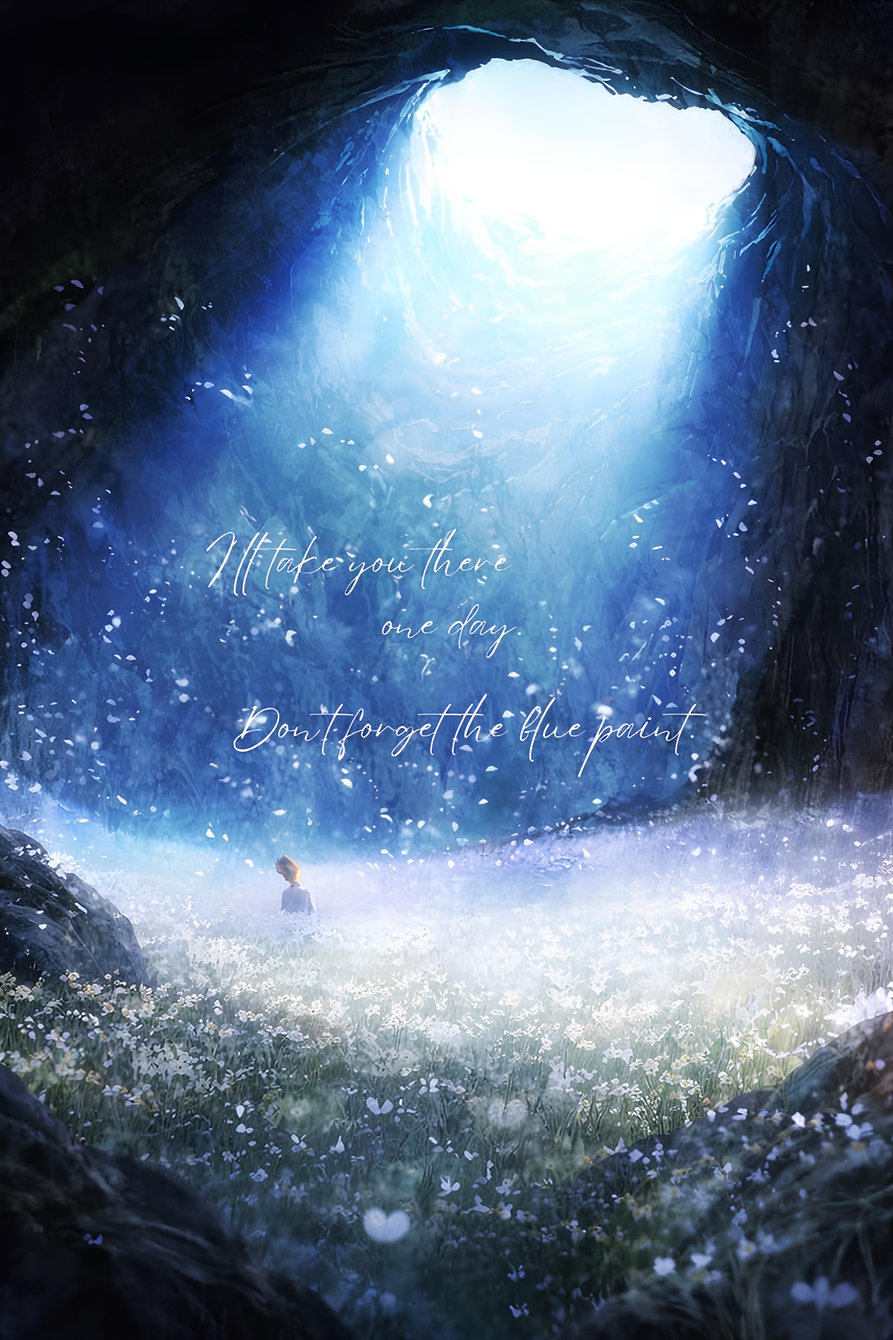 Ib in a Flower Cave with Quote HD Wallpaper