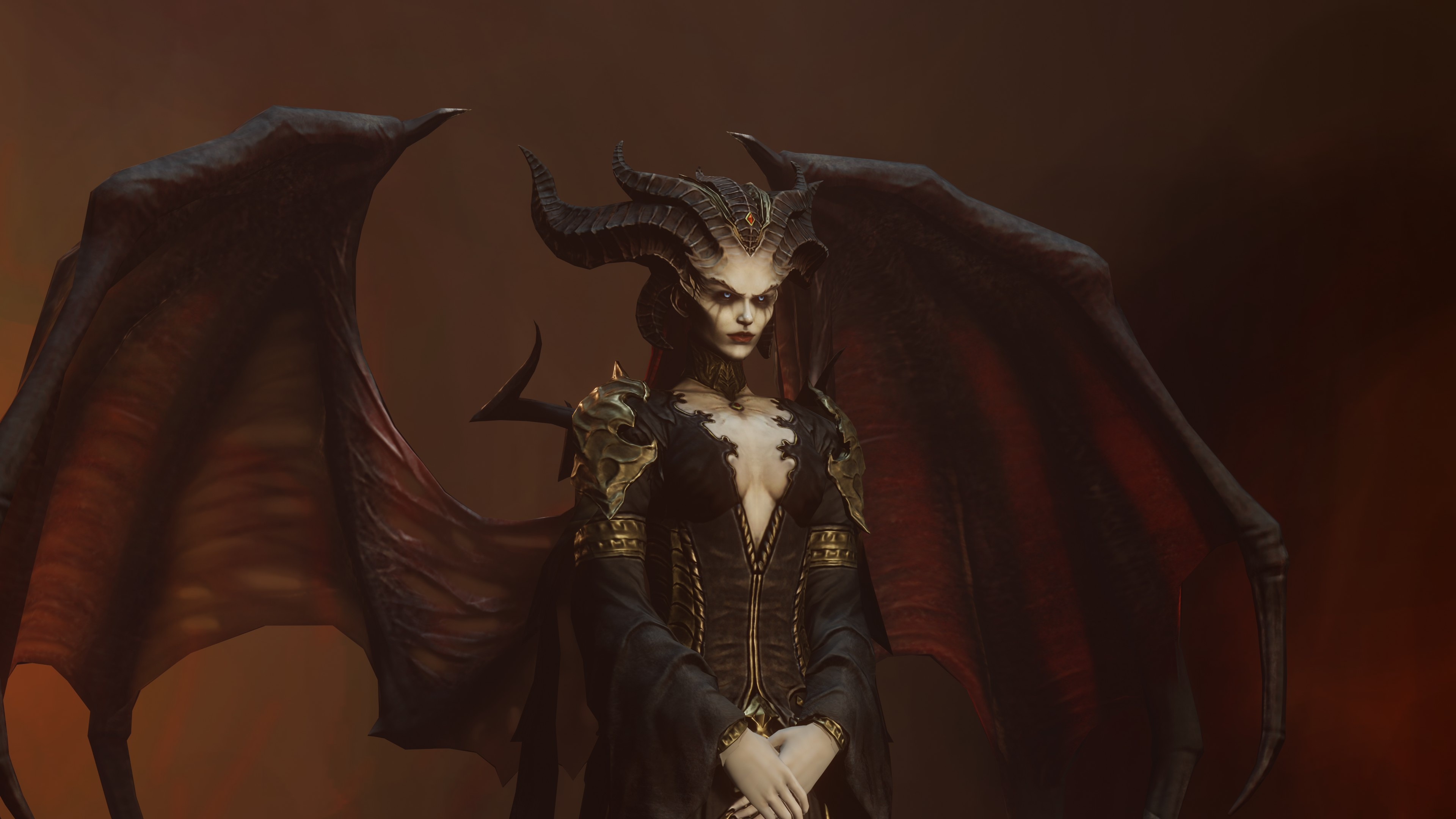 Lilith from Diablo IV with Outstretched Wings HD Wallpaper