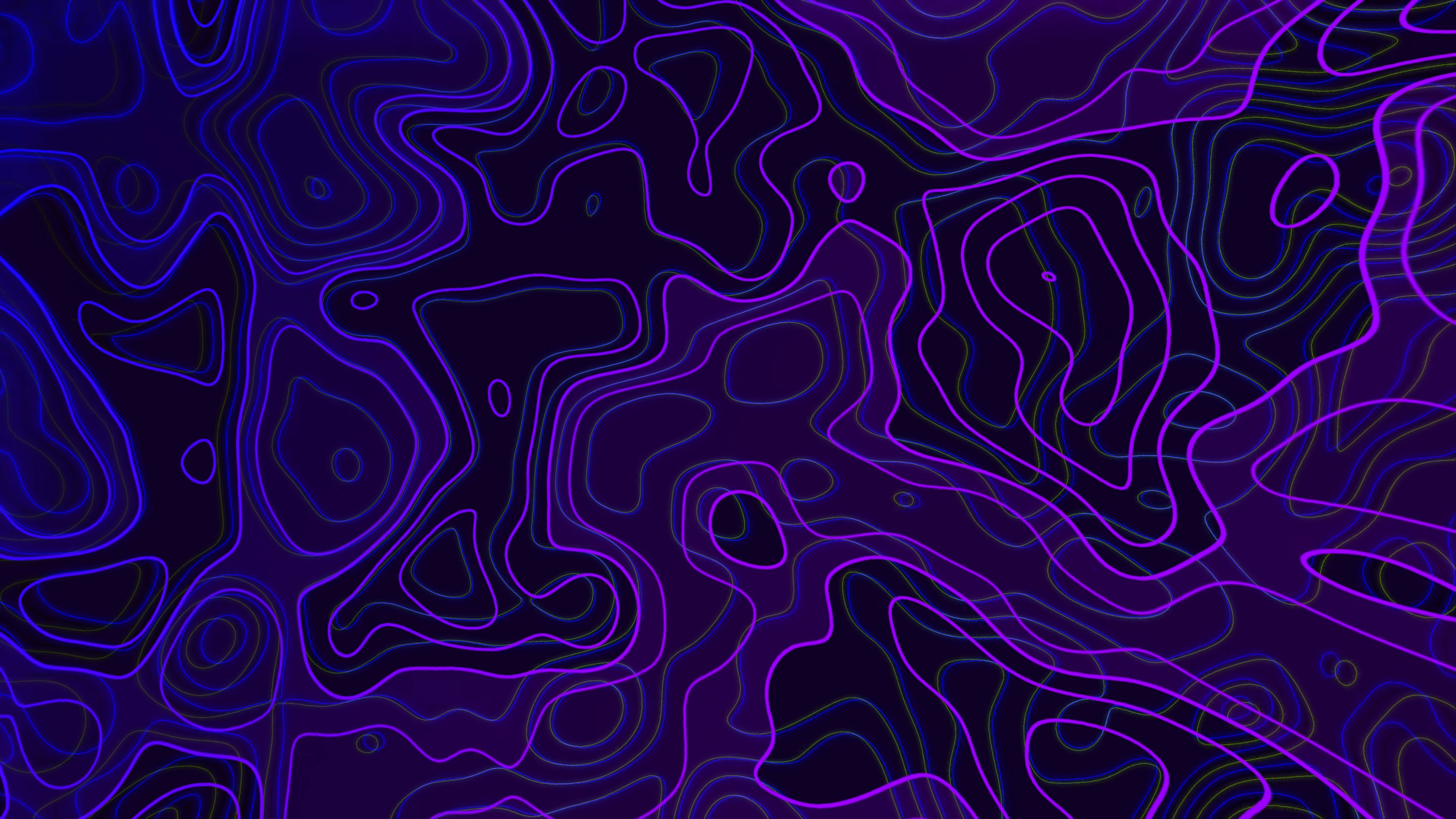 Abstract Neon Topographic Contour Lines in Purple and Blue HD Wallpaper