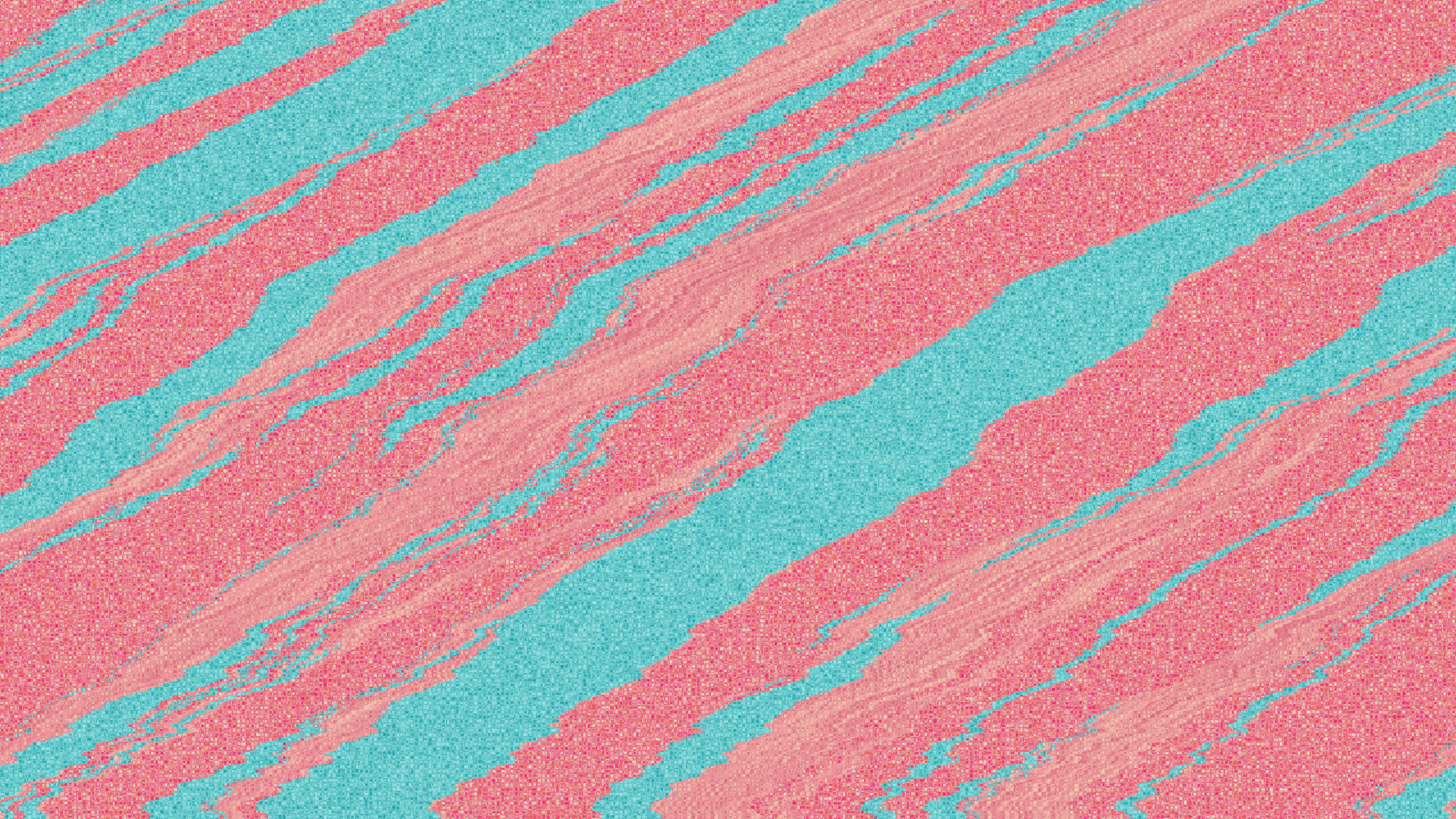 Abstract Diagonal Waves in Pink and Turquoise HD Wallpaper